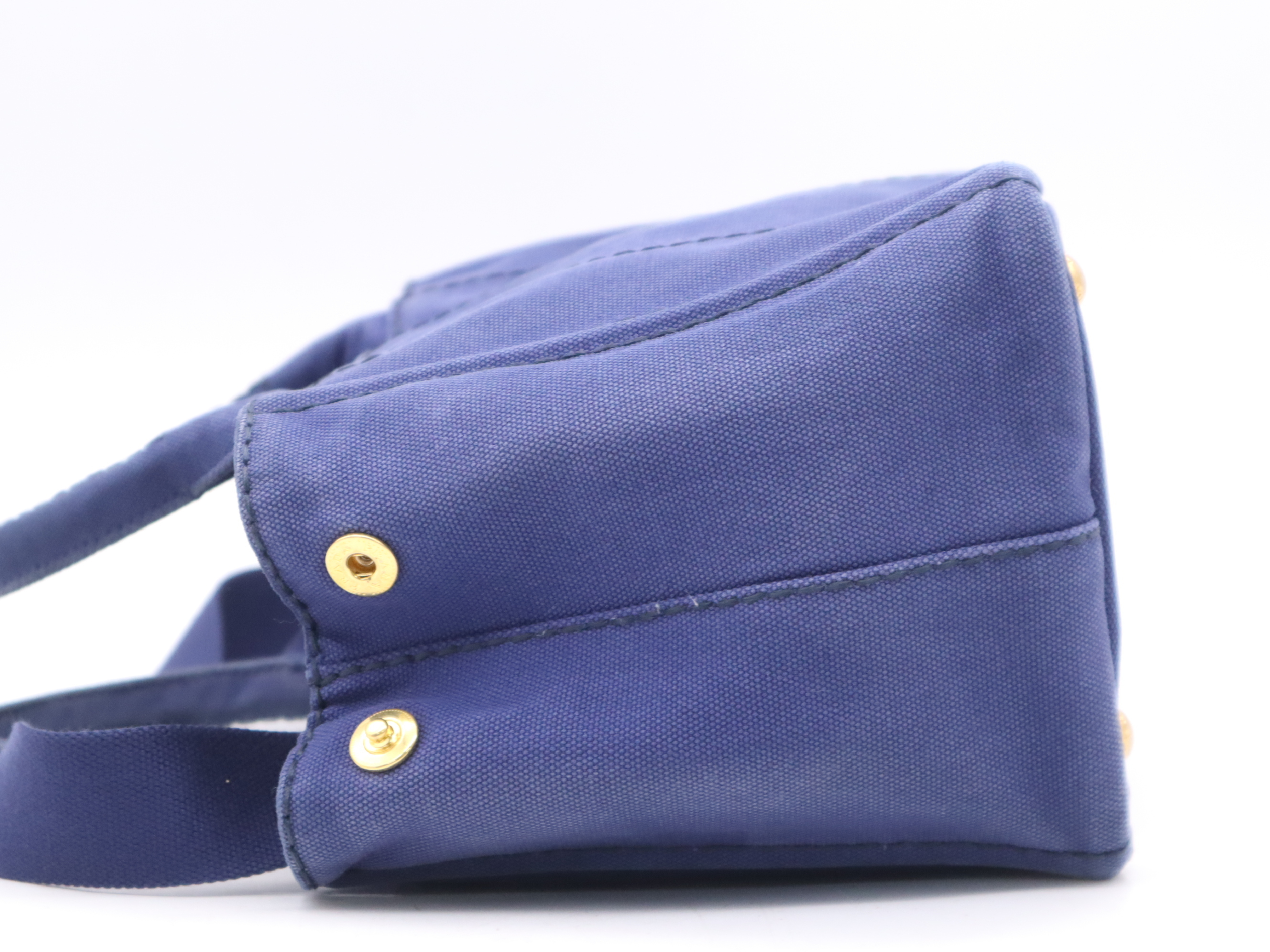 Denim Canapa Tote Mini, Blue, Gold Hardware, with Shoulder Strap, Handbag — view 3