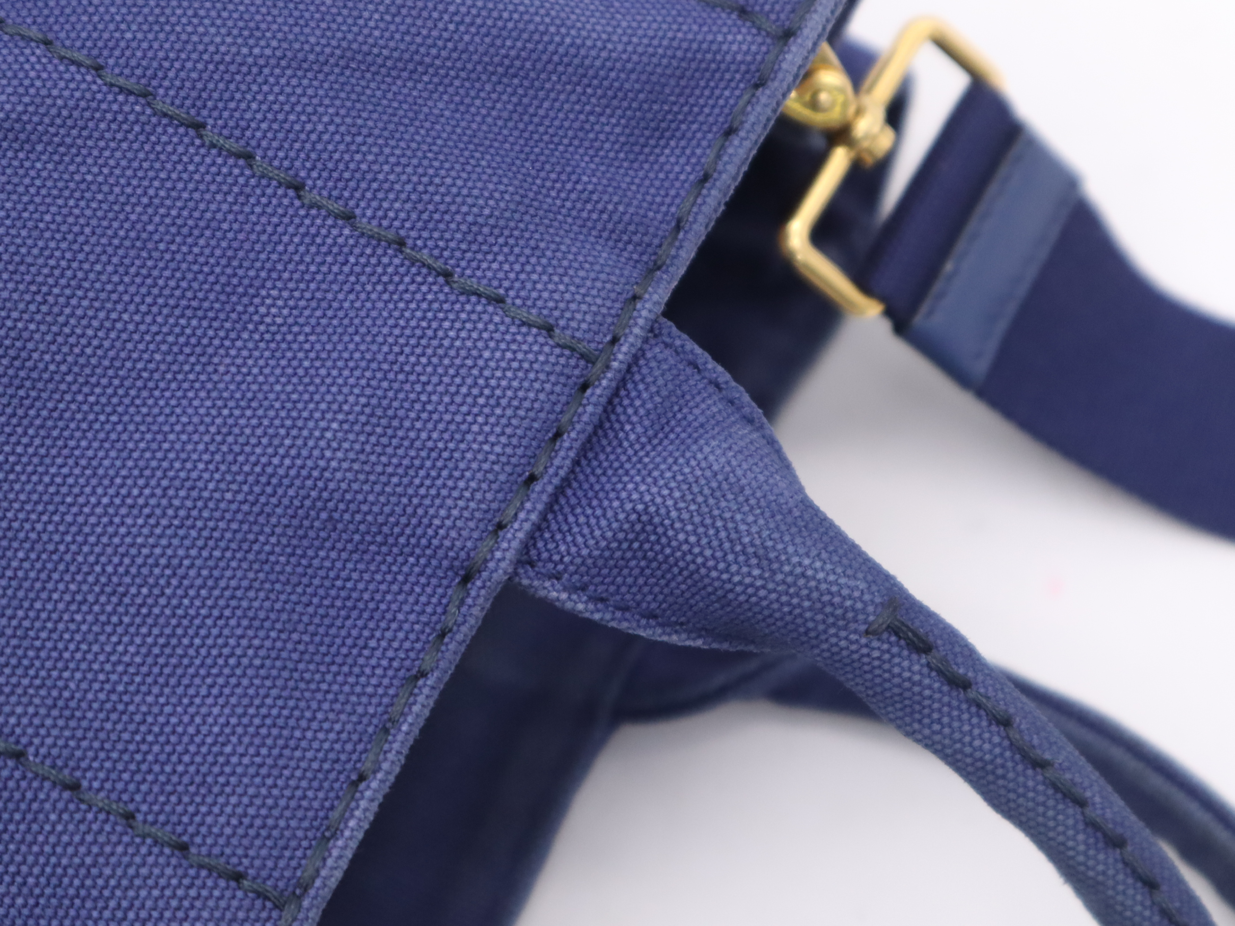 Denim Canapa Tote Mini, Blue, Gold Hardware, with Shoulder Strap, Handbag — view 8