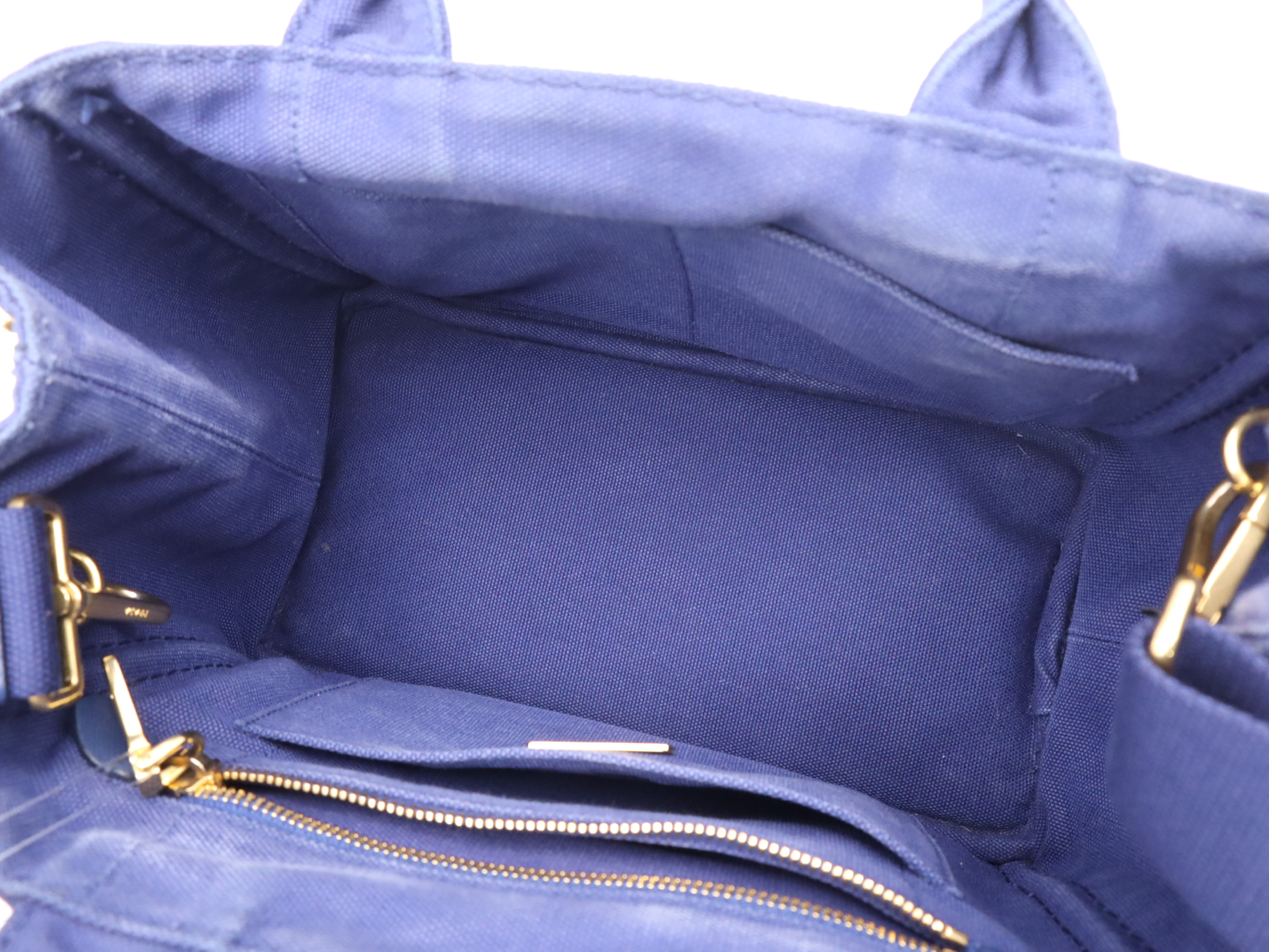 Denim Canapa Tote Mini, Blue, Gold Hardware, with Shoulder Strap, Handbag — view 10