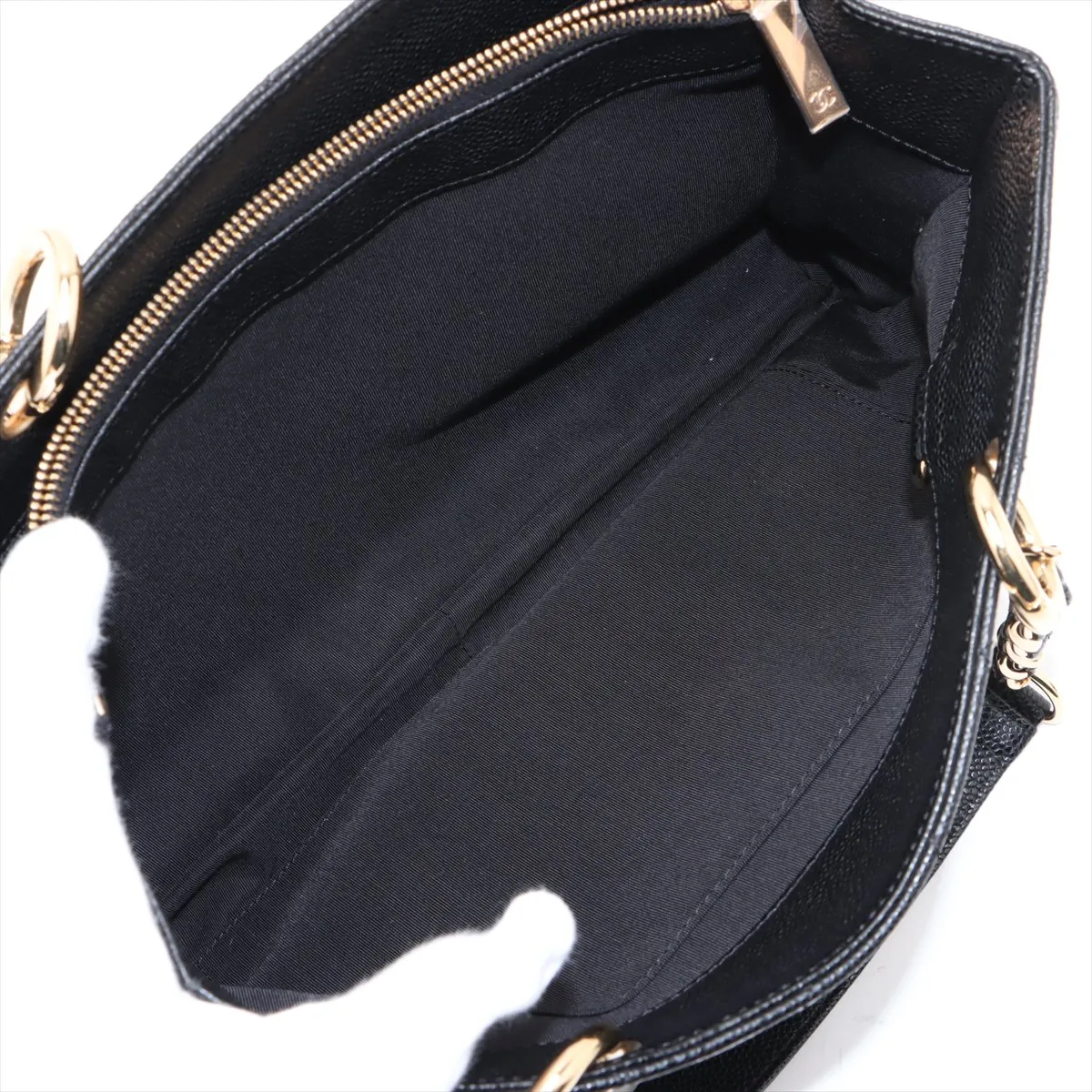 GST caviar skin chain tote bag black gold hardware 9381996 9th series A50995 — view 5