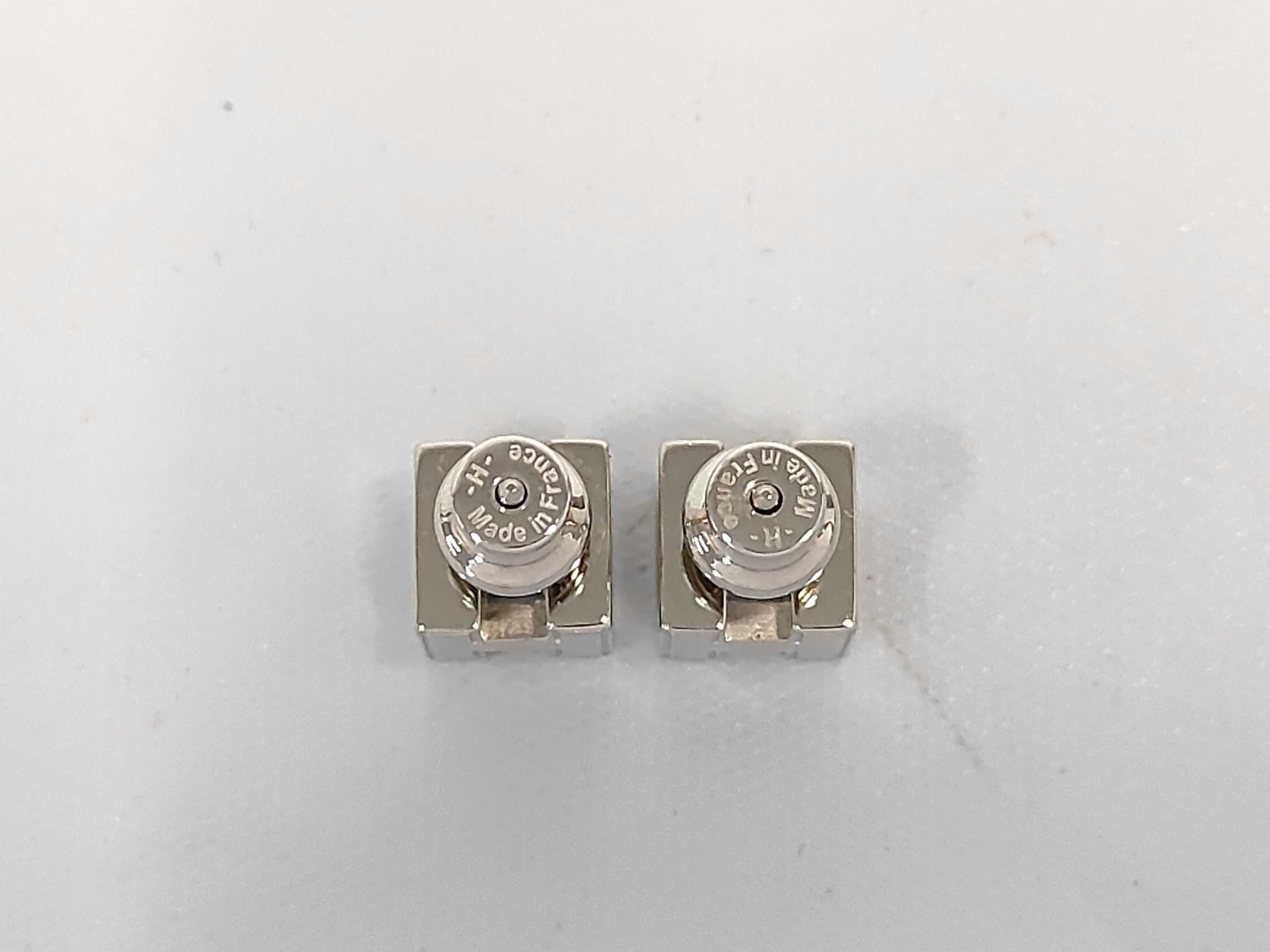 Cage d'H Earrings, Light Pink x Silver Hardware, Hermes Earrings — view 2