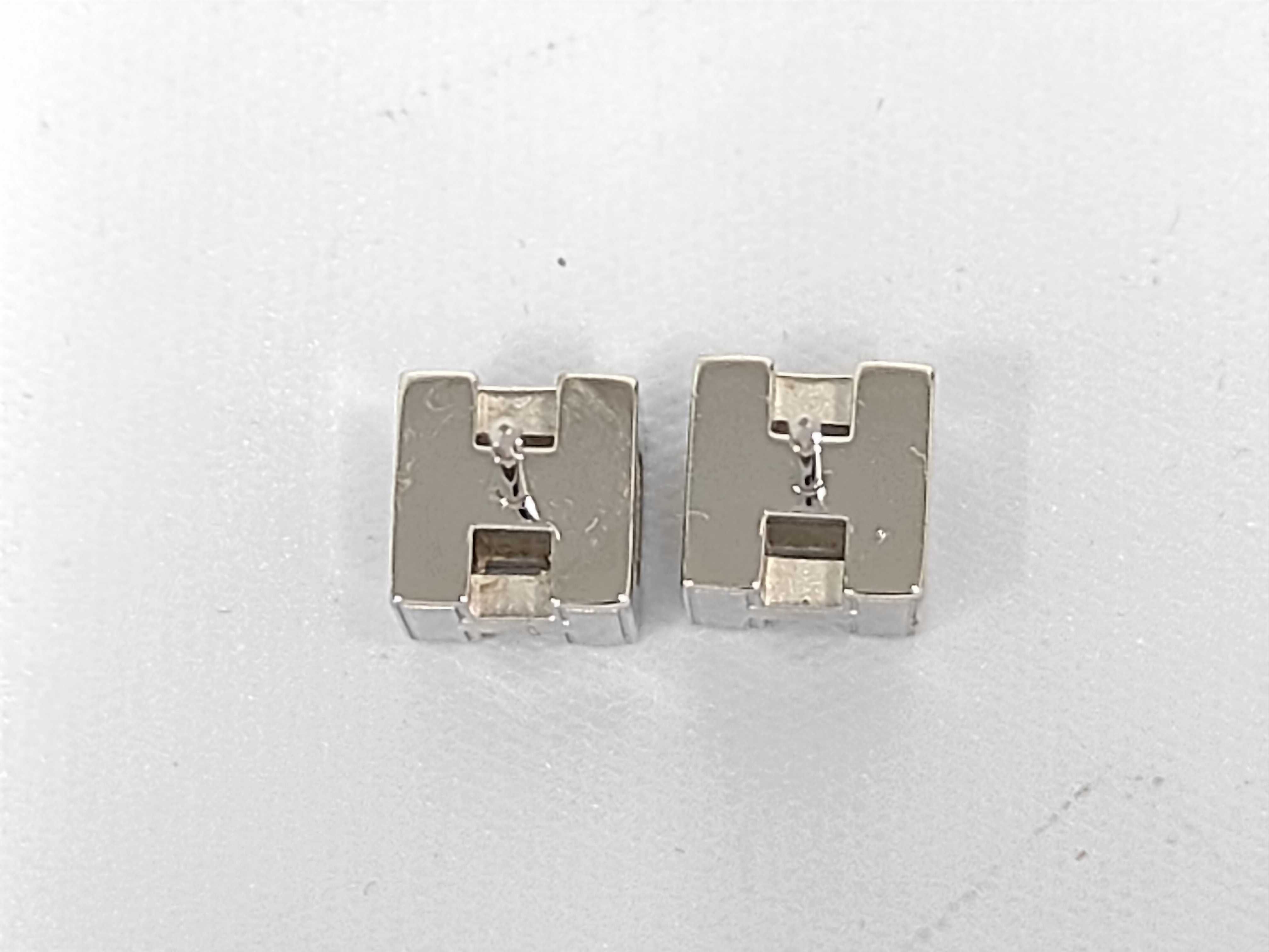 Cage d'H Earrings, Light Pink x Silver Hardware, Hermes Earrings — view 3