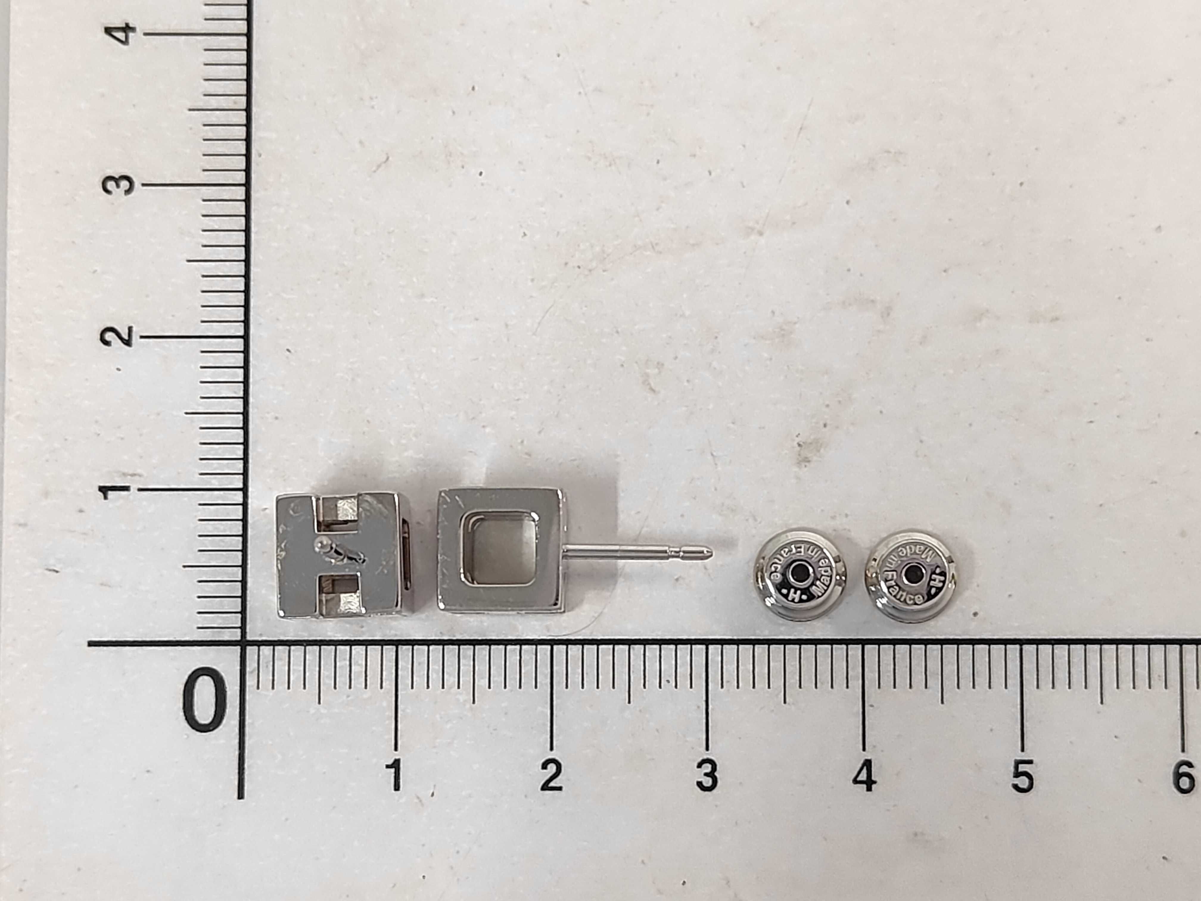 Cage d'H Earrings, Light Pink x Silver Hardware, Hermes Earrings — view 5