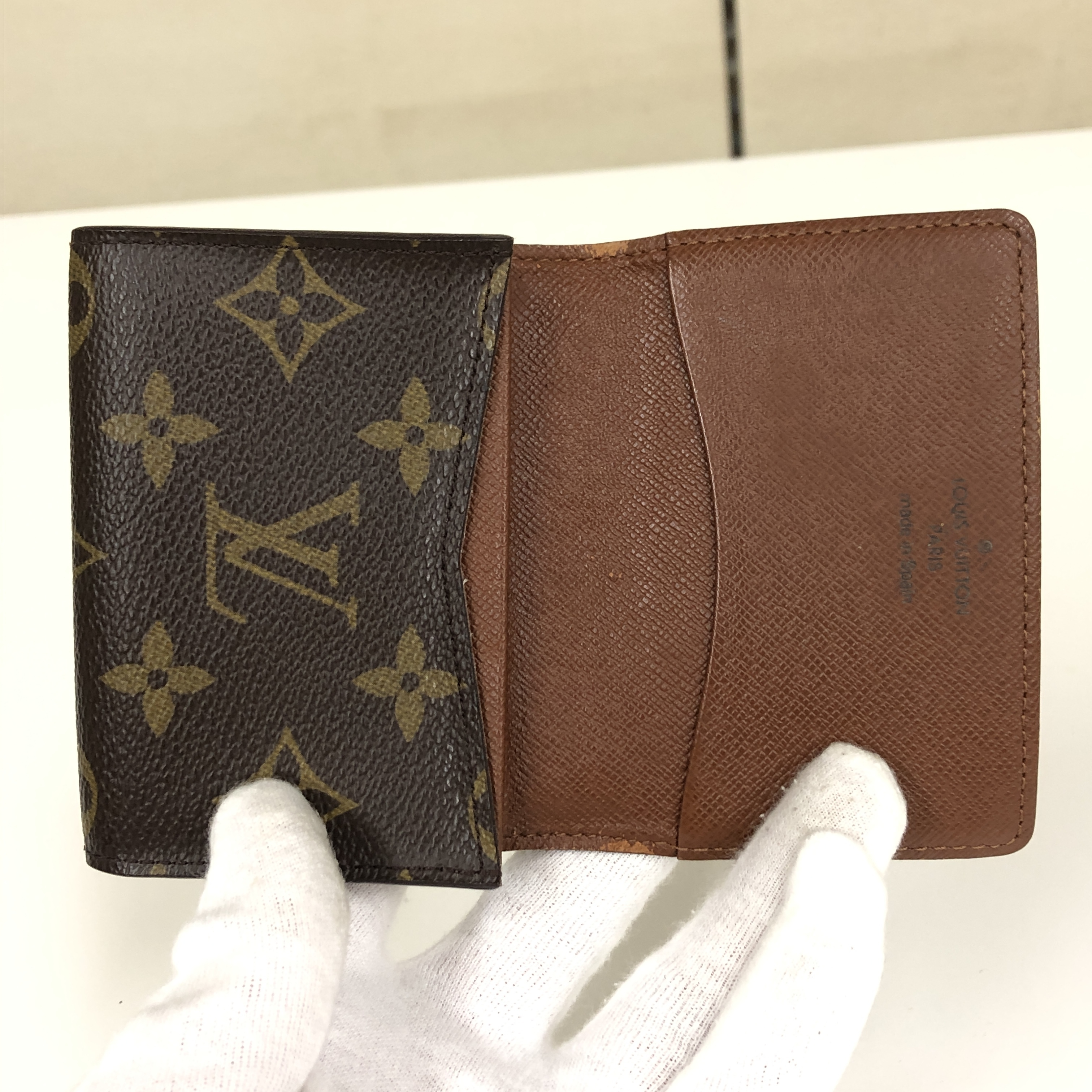 No stickiness Louis Vuitton Monogram Enveloppe Carte de Visite M62920 Card Case AS0011 Business Card Holder Pass Case Made in Spain Box Card Case — view 8