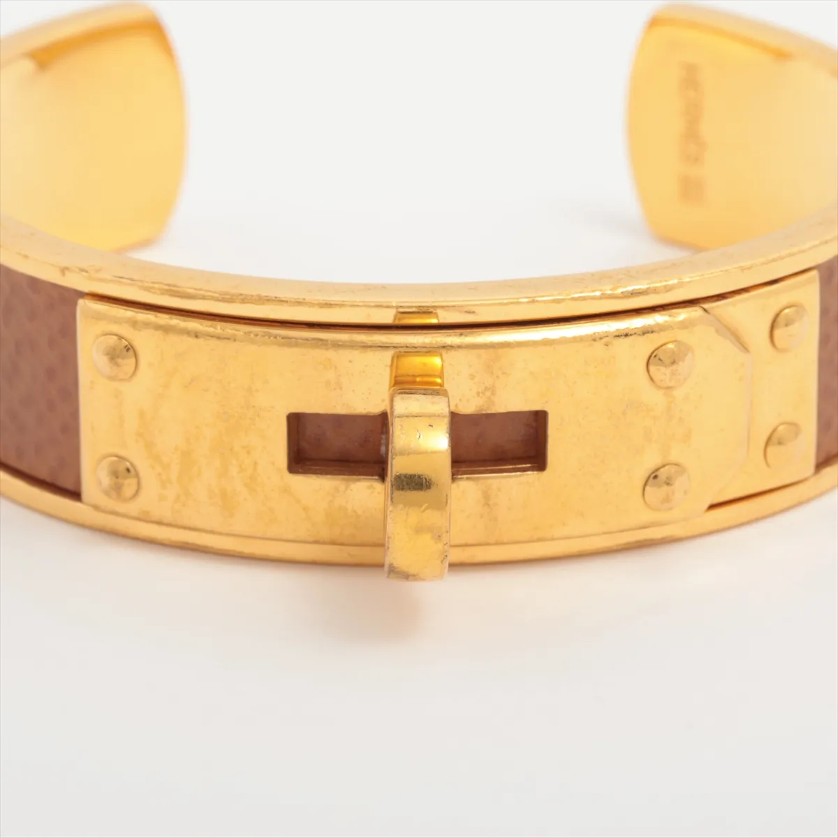 Kelly Bangle, GP x Leather, Gold x Brown. Shows — view 3