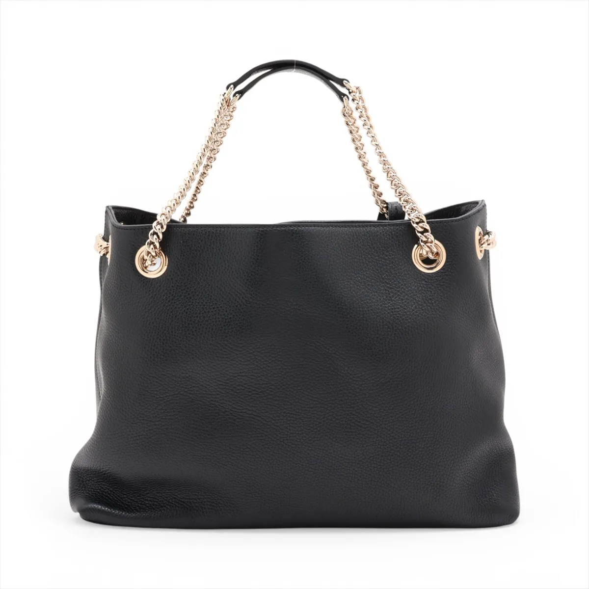 Soho Leather Chain Tote Bag, Black, 536196 (Outlet) — view 2