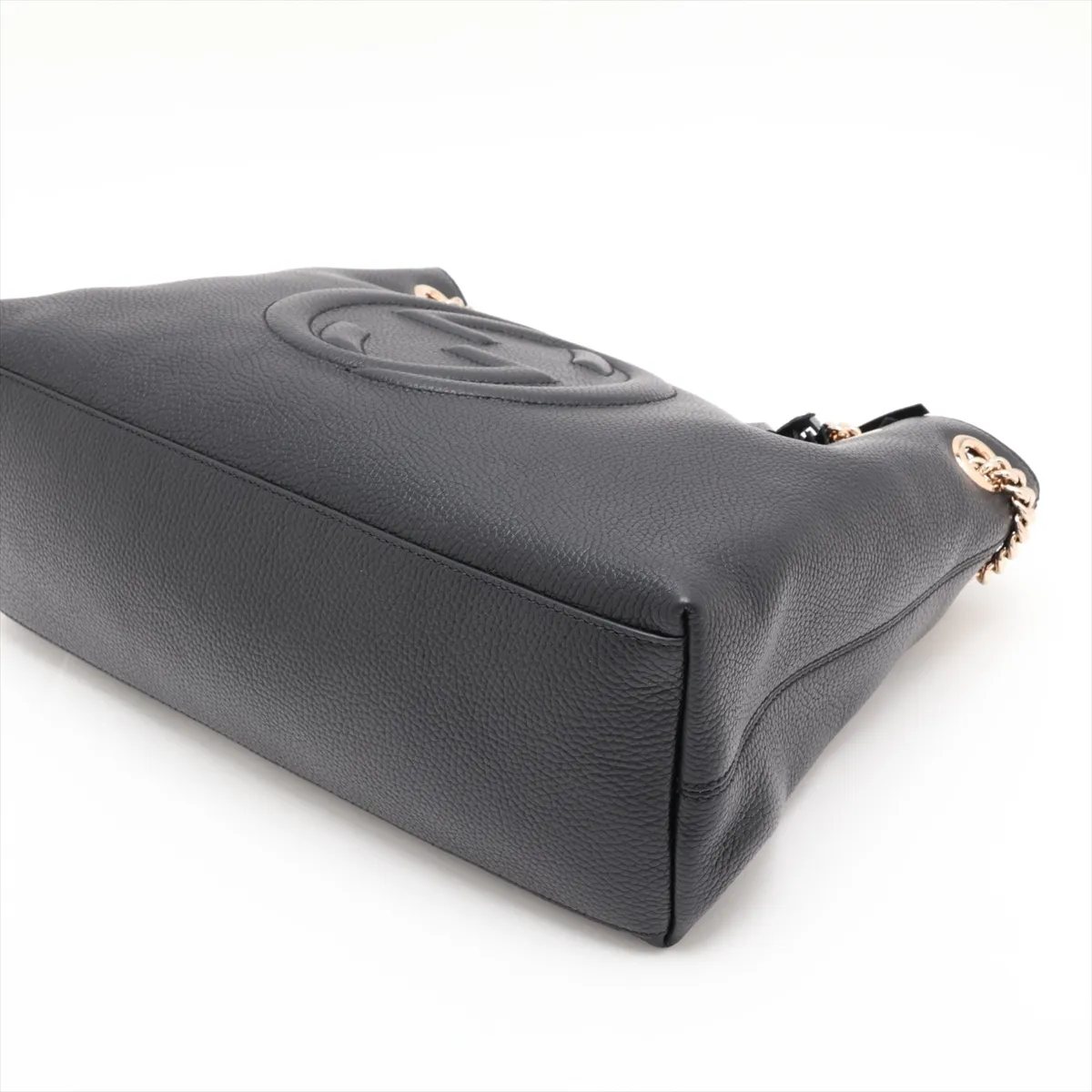 Soho Leather Chain Tote Bag, Black, 536196 (Outlet) — view 3