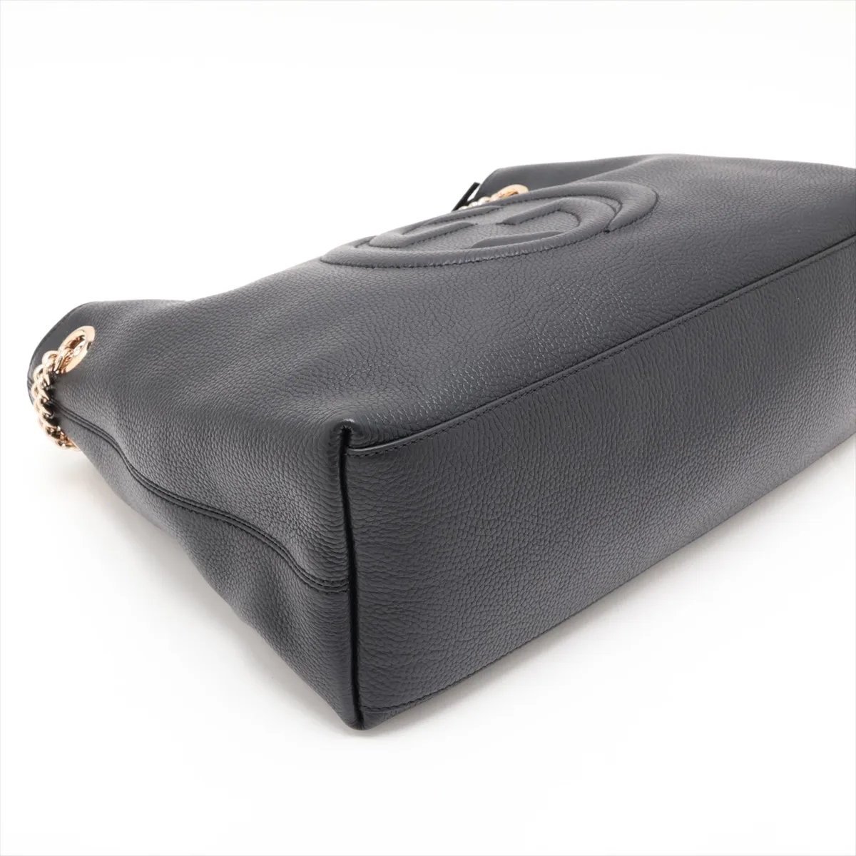 Soho Leather Chain Tote Bag, Black, 536196 (Outlet) — view 4