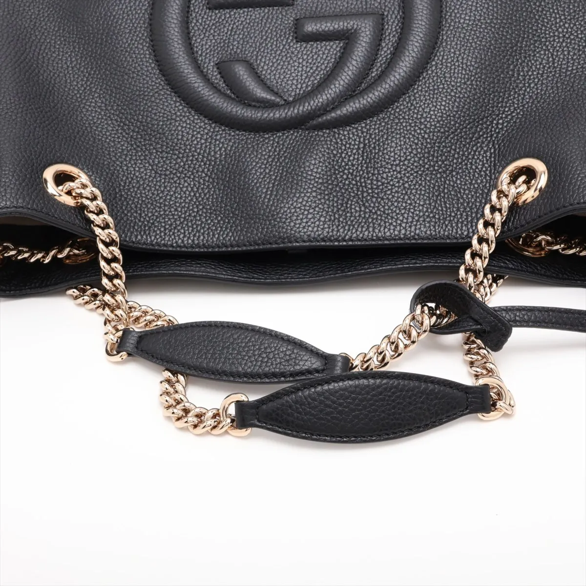 Soho Leather Chain Tote Bag, Black, 536196 (Outlet) — view 5