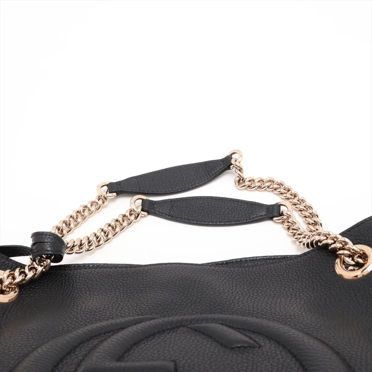 Soho Leather Chain Tote Bag, Black, 536196 (Outlet) — view 6