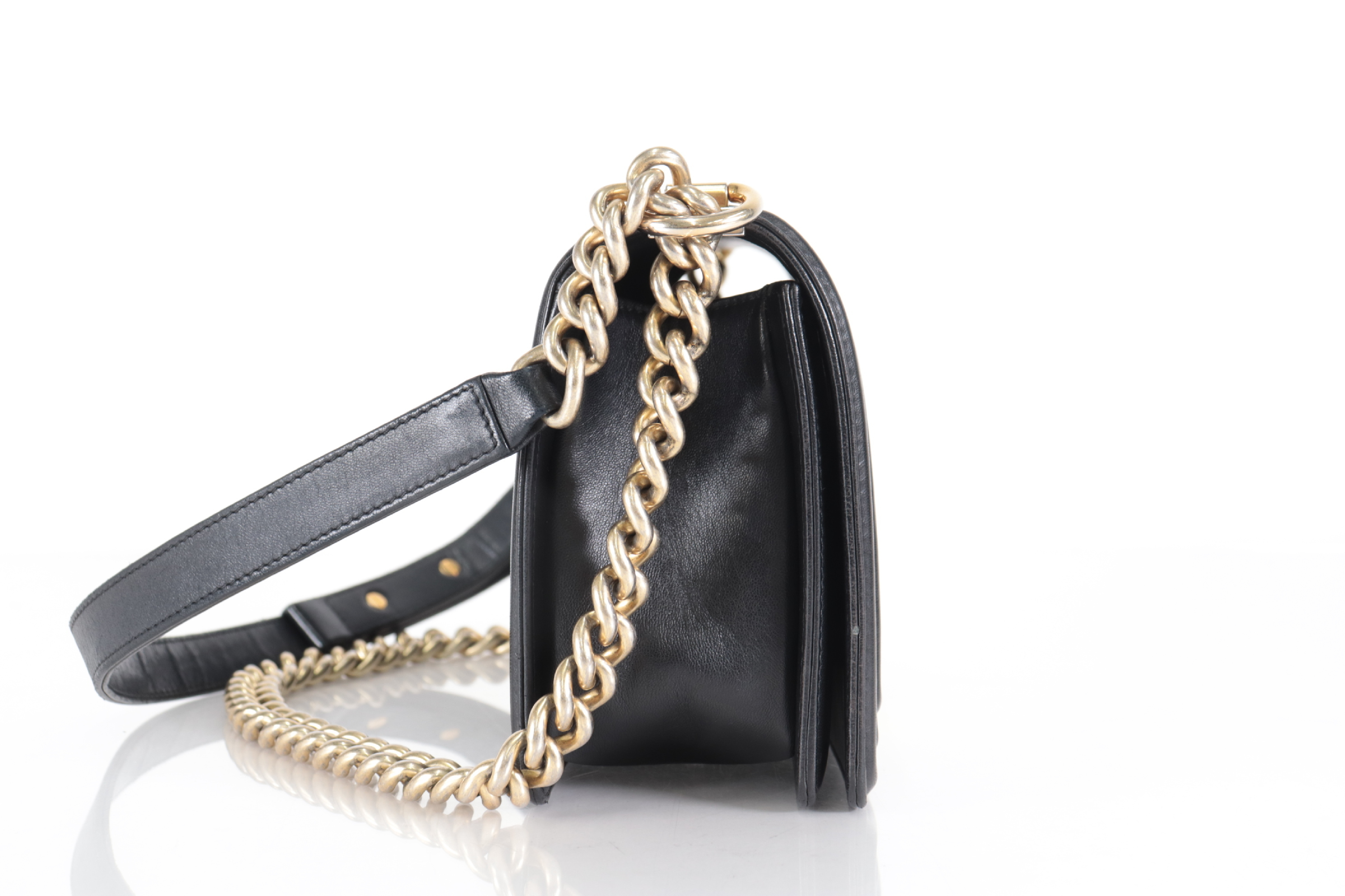 Boy Chanel Lambskin Chain Shoulder Bag (Serial Number 22) — view 3