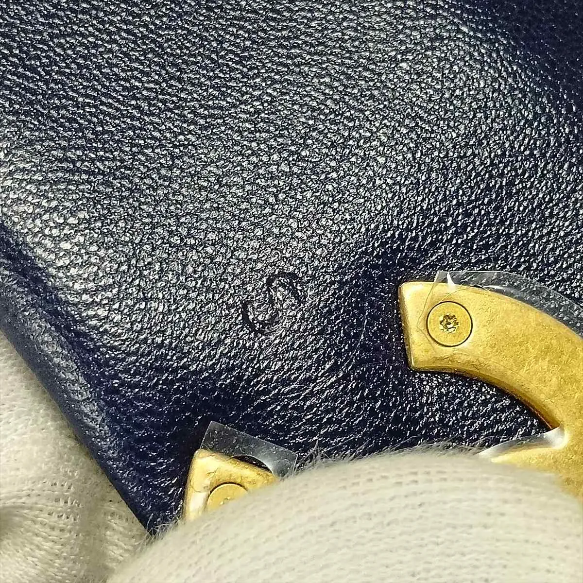 19 Large Lambskin Chain Shoulder Bag, Navy, Gold x Silver Hardware, 31297386, Serial Number , AS1161, Sale Item — view 12