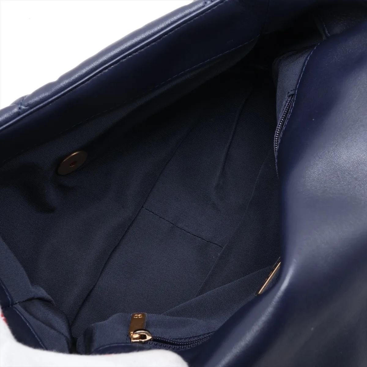19 Large Lambskin Chain Shoulder Bag, Navy, Gold x Silver Hardware, 31297386, Serial Number , AS1161, Sale Item — view 8