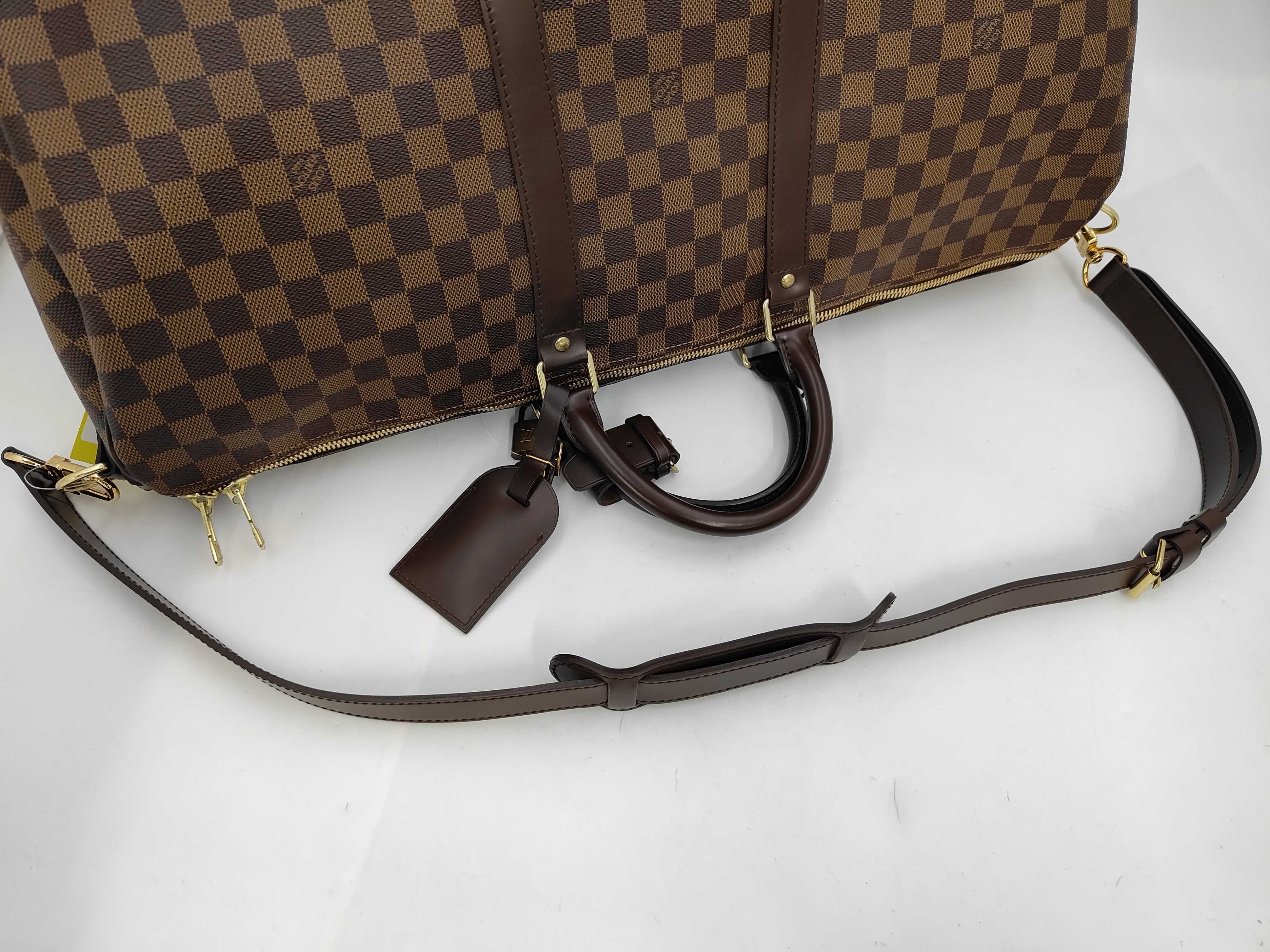 Damier N41414 Keepall Bandoulière 55 Boston Bag with Initials — view 3