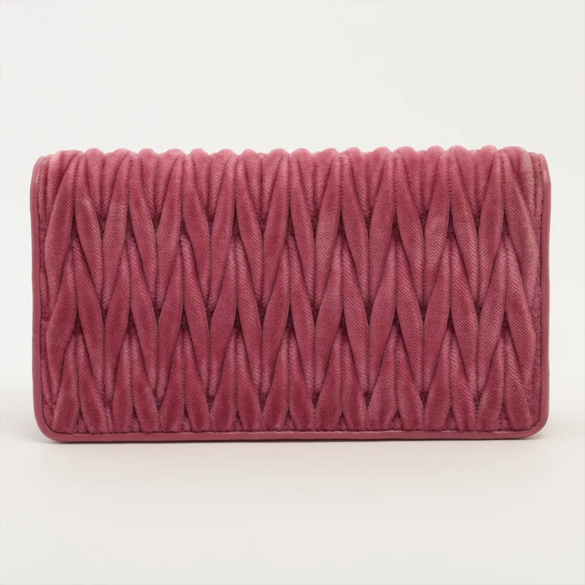 Matelassé Leather Chain Wallet Pink x Red 5DH044 — view 2