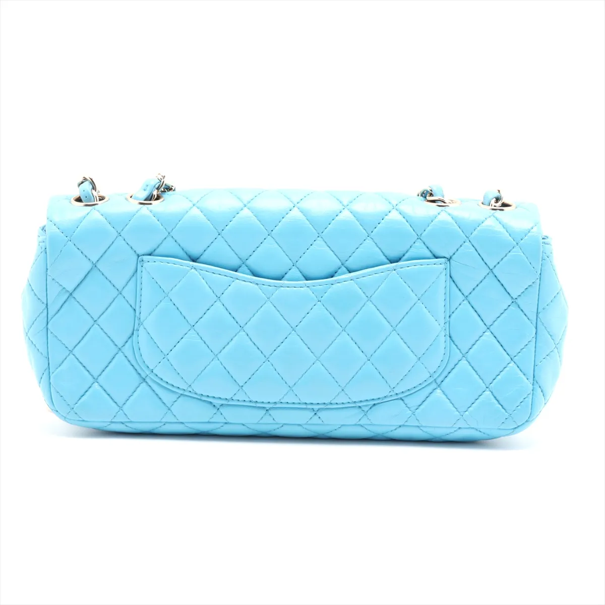 Matelassé Lambskin Single Flap Double Chain Bag Charm, Blue with Gold Hardware, 12642738, Series 12 — view 2