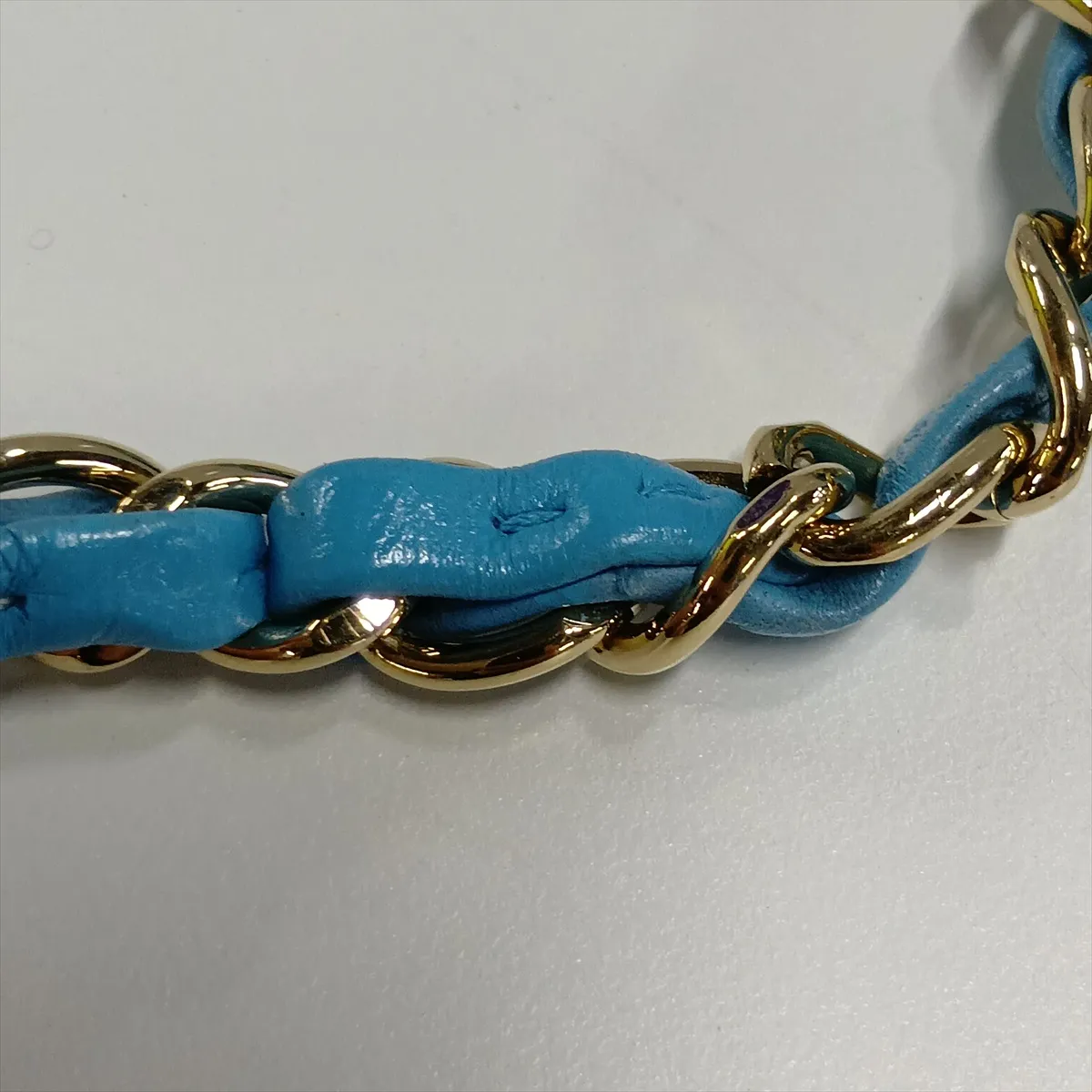 Matelassé Lambskin Single Flap Double Chain Bag Charm, Blue with Gold Hardware, 12642738, Series 12 — view 13