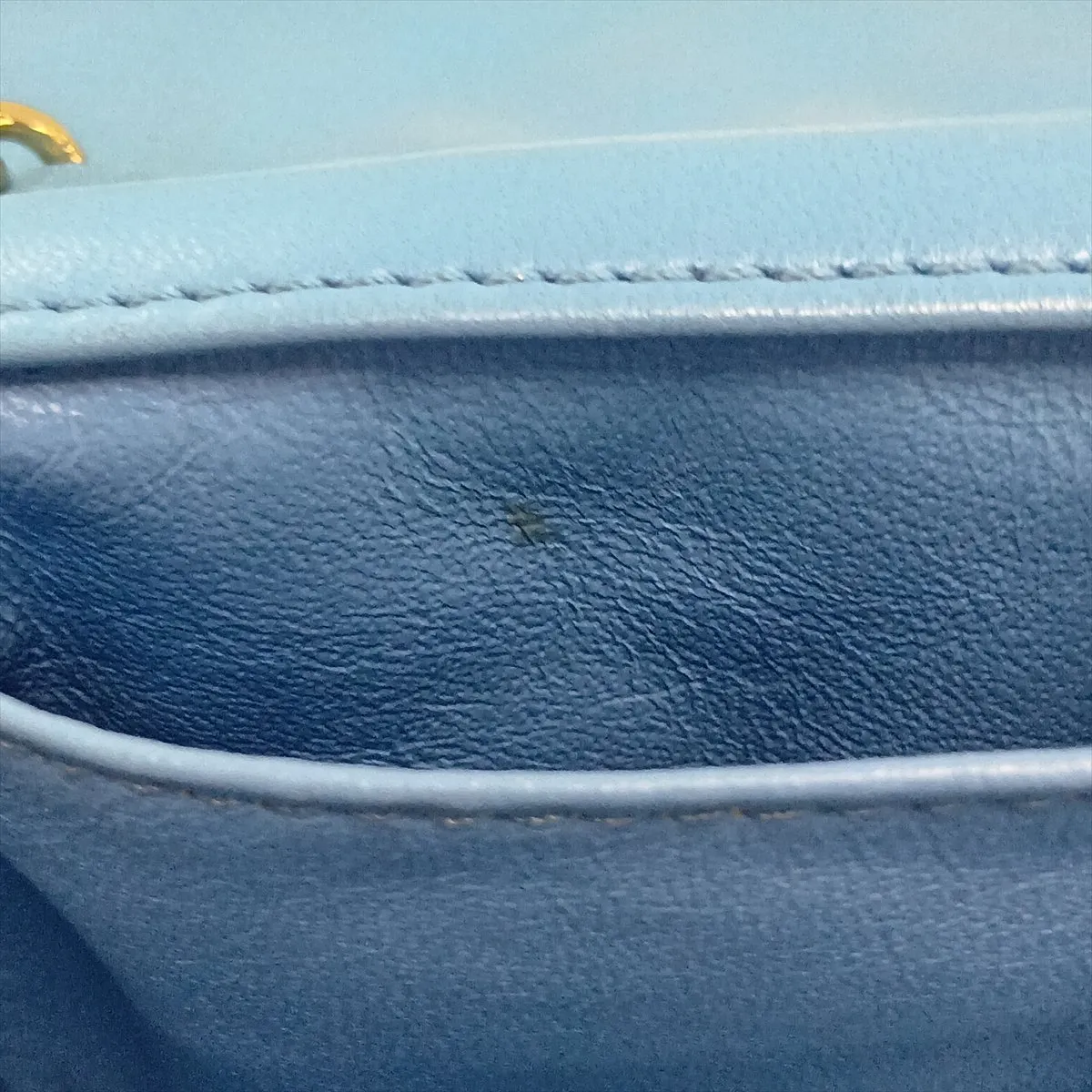 Matelassé Lambskin Single Flap Double Chain Bag Charm, Blue with Gold Hardware, 12642738, Series 12 — view 8