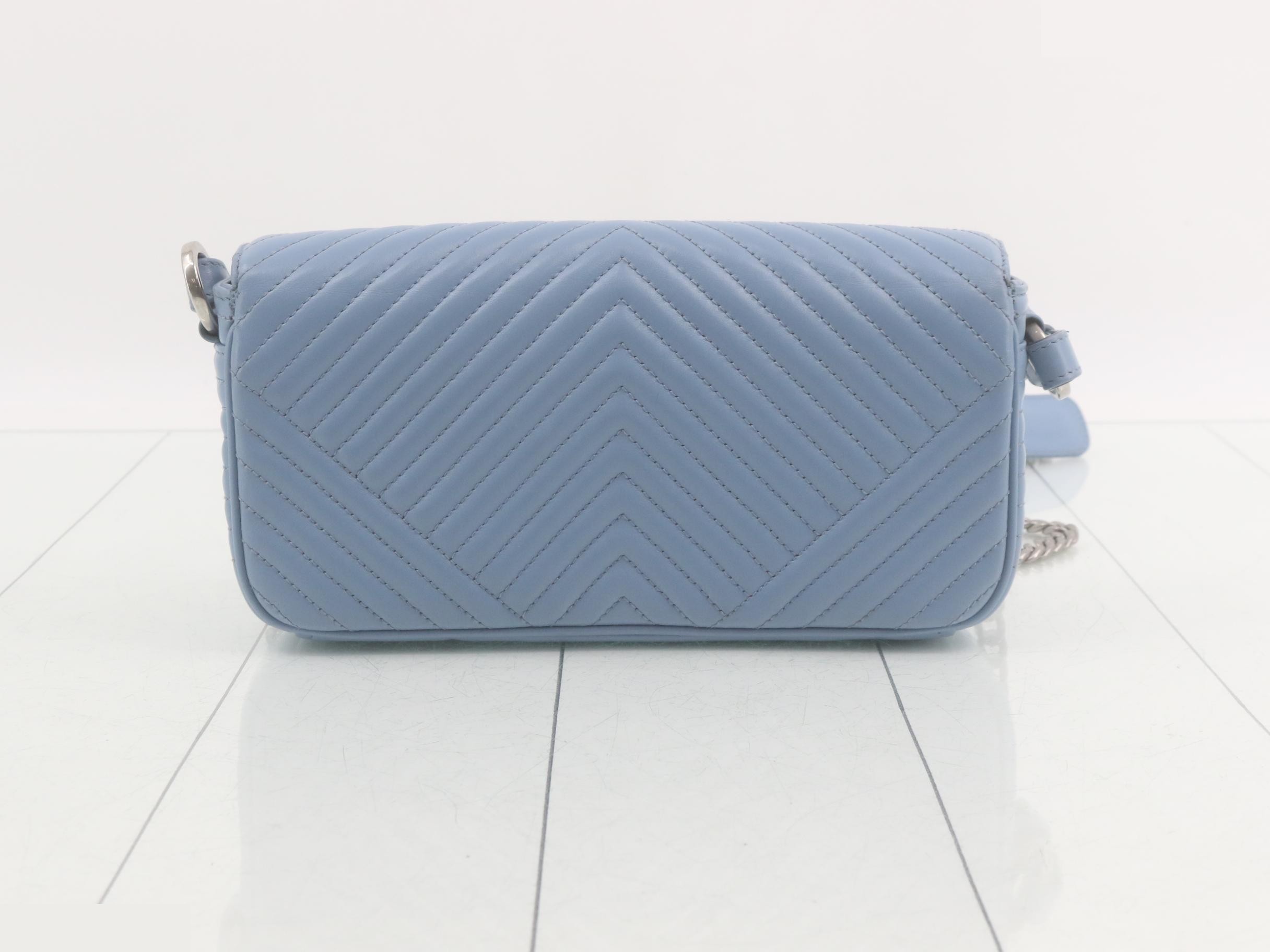 Shoulder bag, calfskin, light blue — view 2