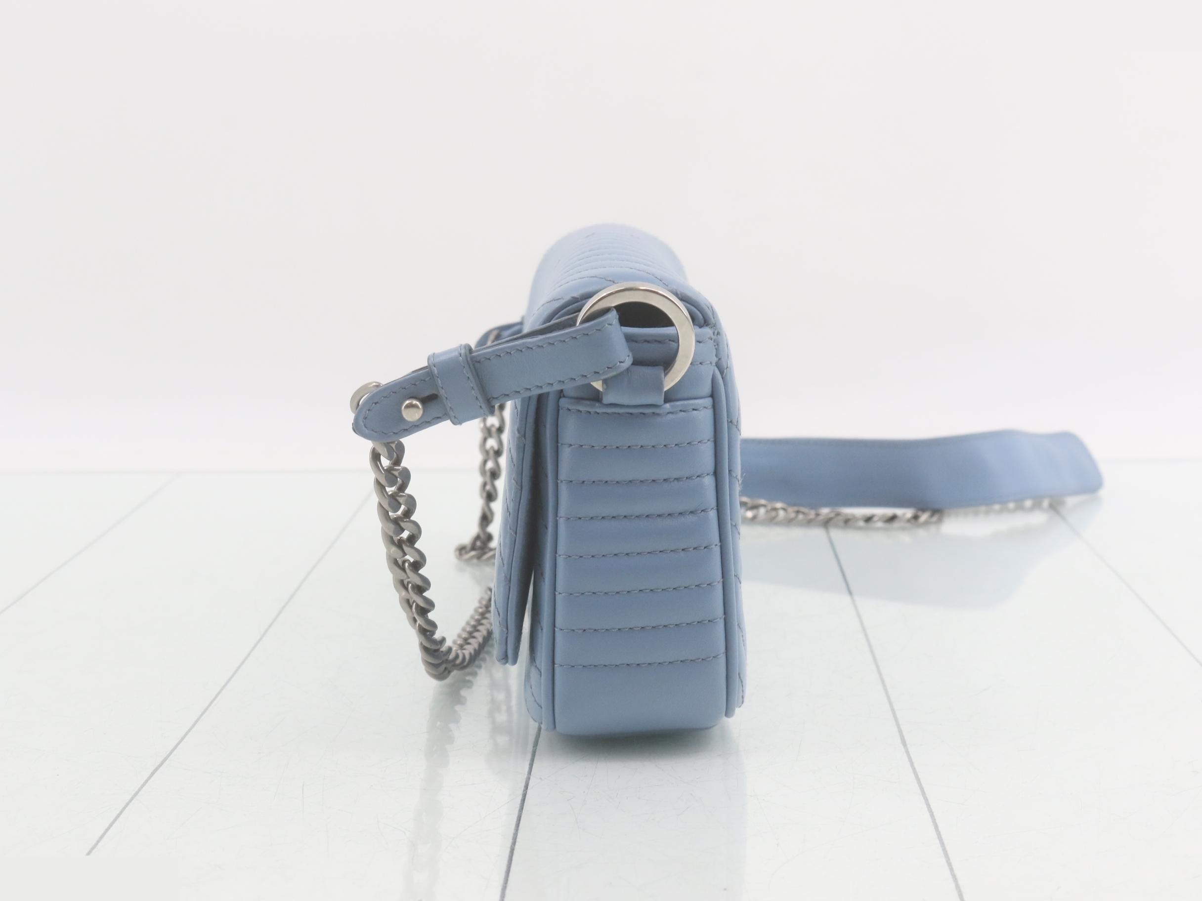 Shoulder bag, calfskin, light blue — view 3