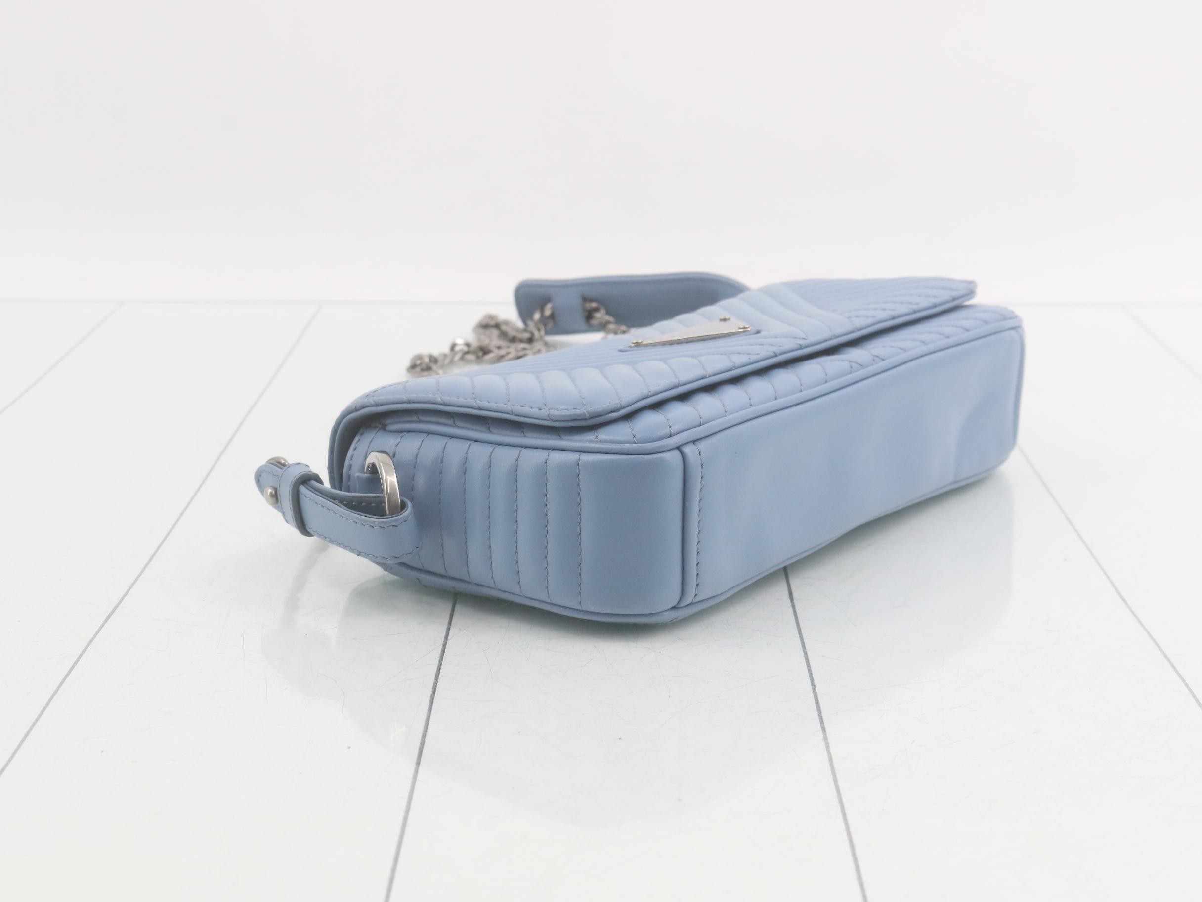 Shoulder bag, calfskin, light blue — view 5