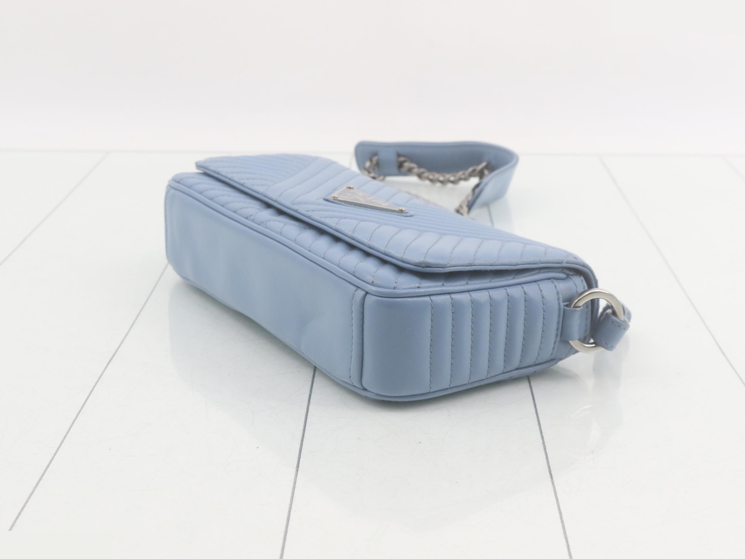Shoulder bag, calfskin, light blue — view 6