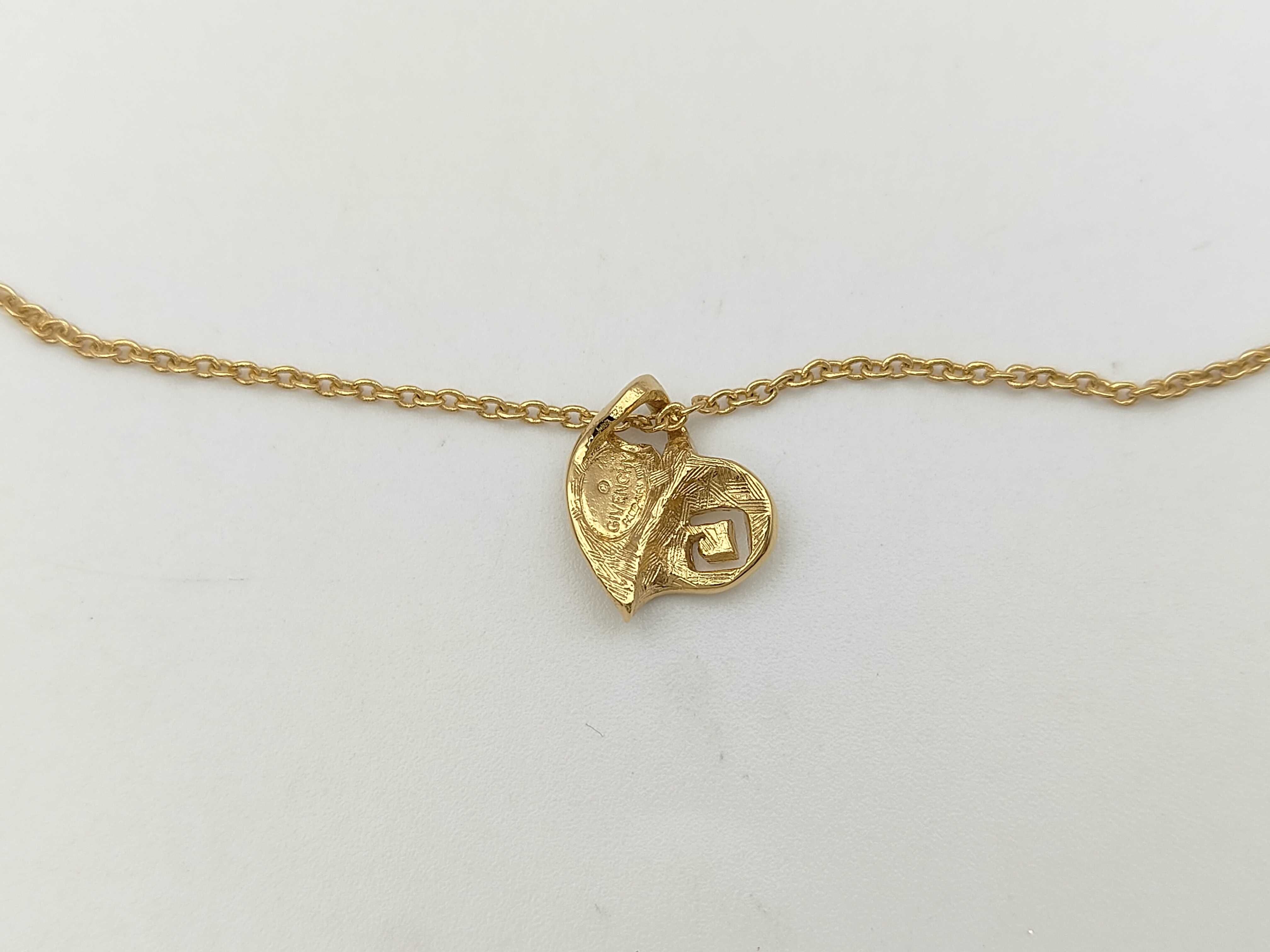 Heart G Logo Rhinestone Gold Necklace Earrings — view 2