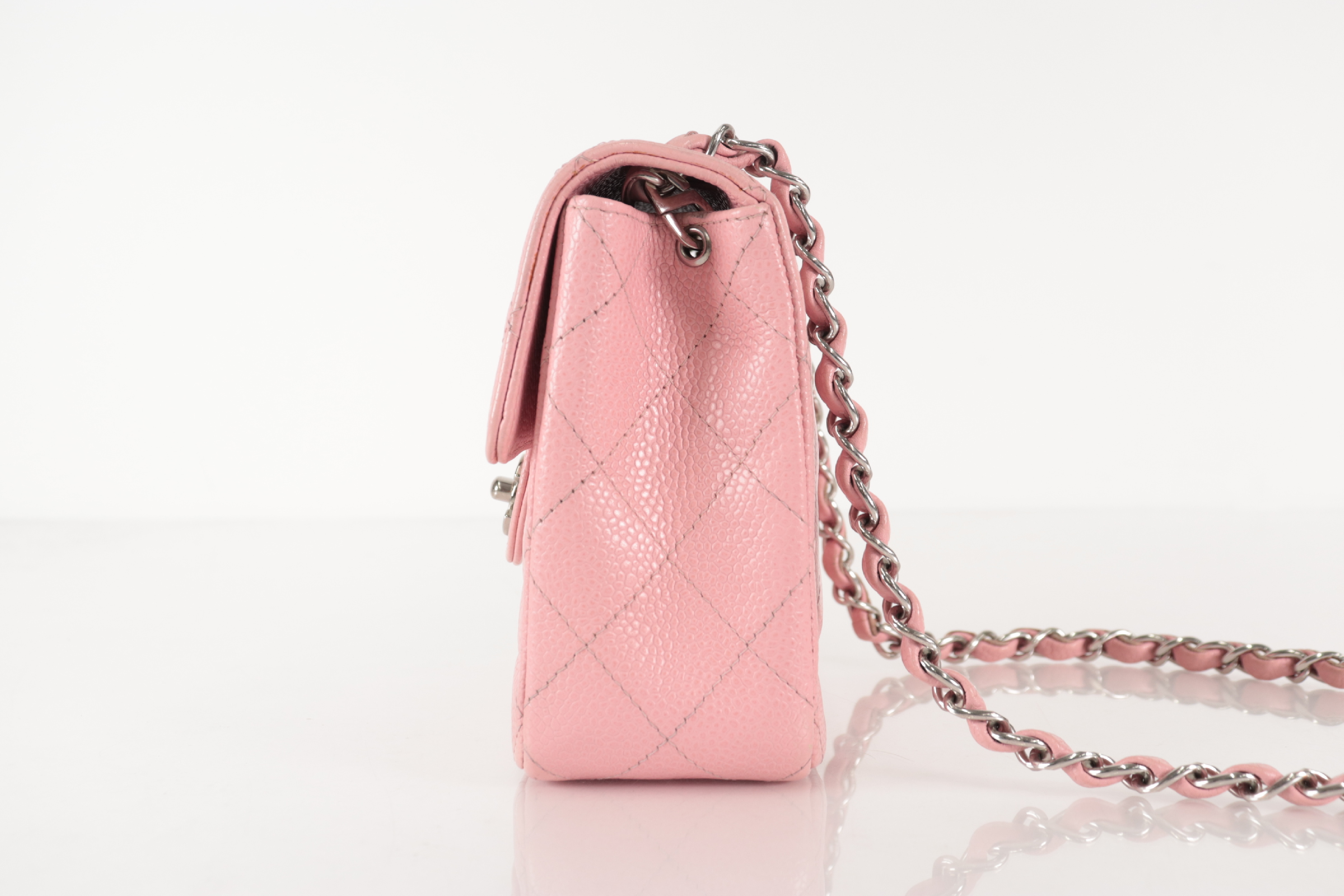 Minimato Caviar Chain Shoulder Bag, Silver Hardware, Pink, Series 8 (Shoulder Bag) — view 5