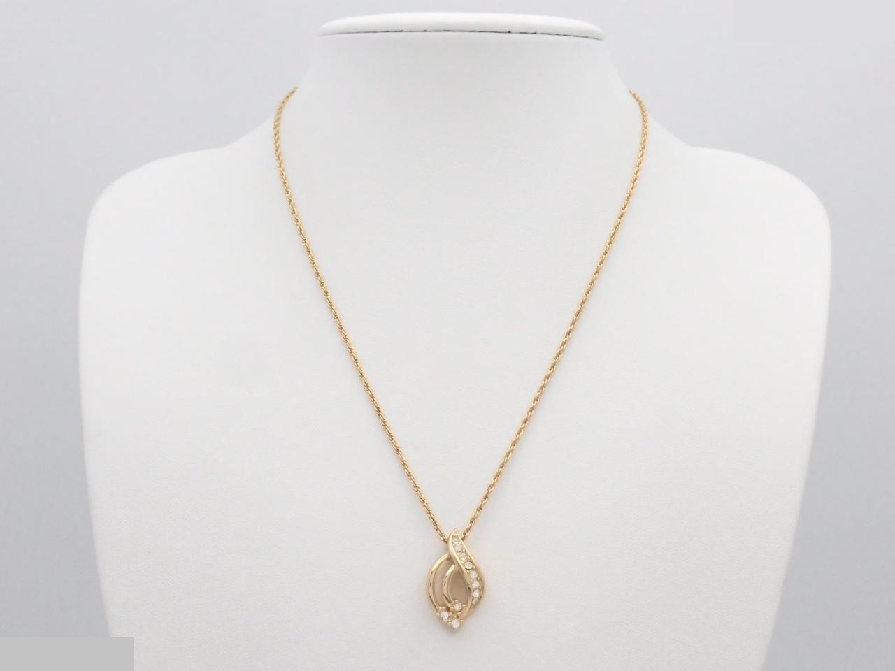 necklace, rhinestone, gold plated, chain approximately 42cm — view 3
