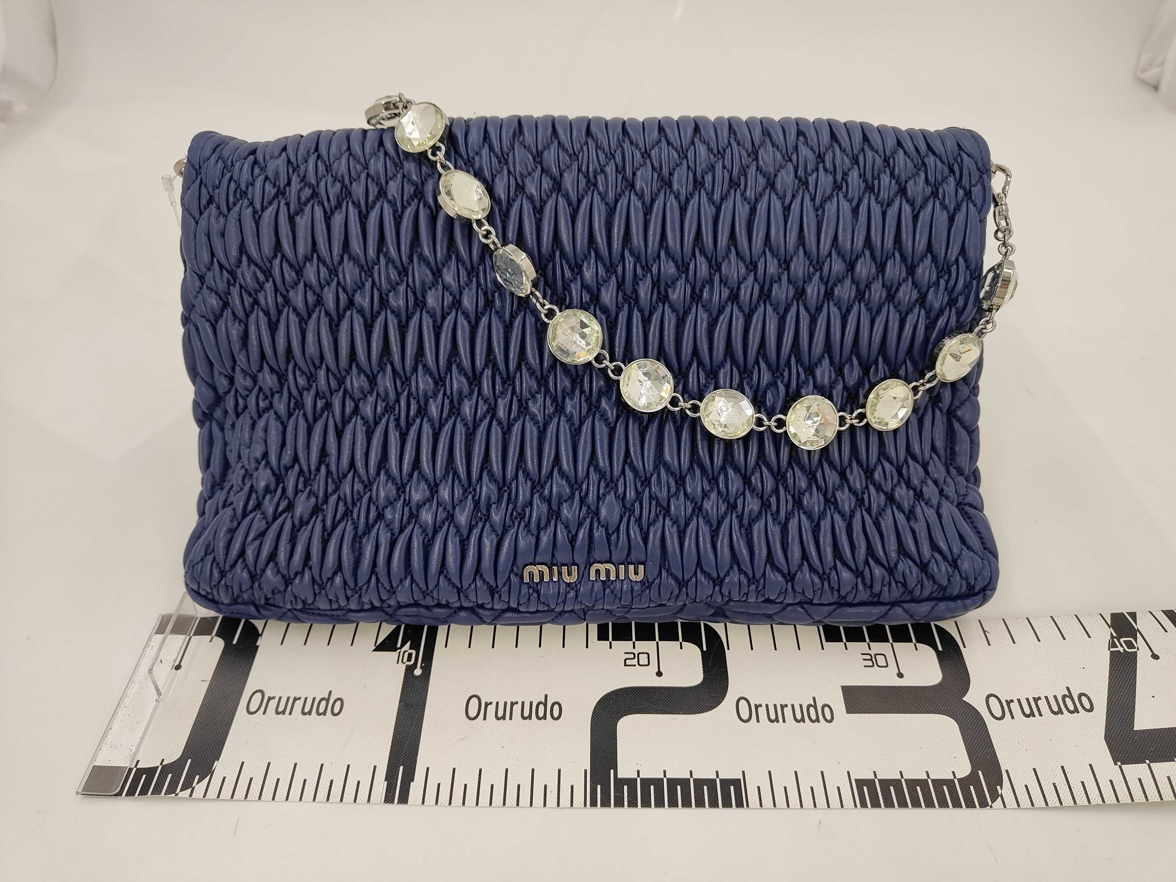 2-way bag, leather, blue, with embellishments, clutch bag. — view 2