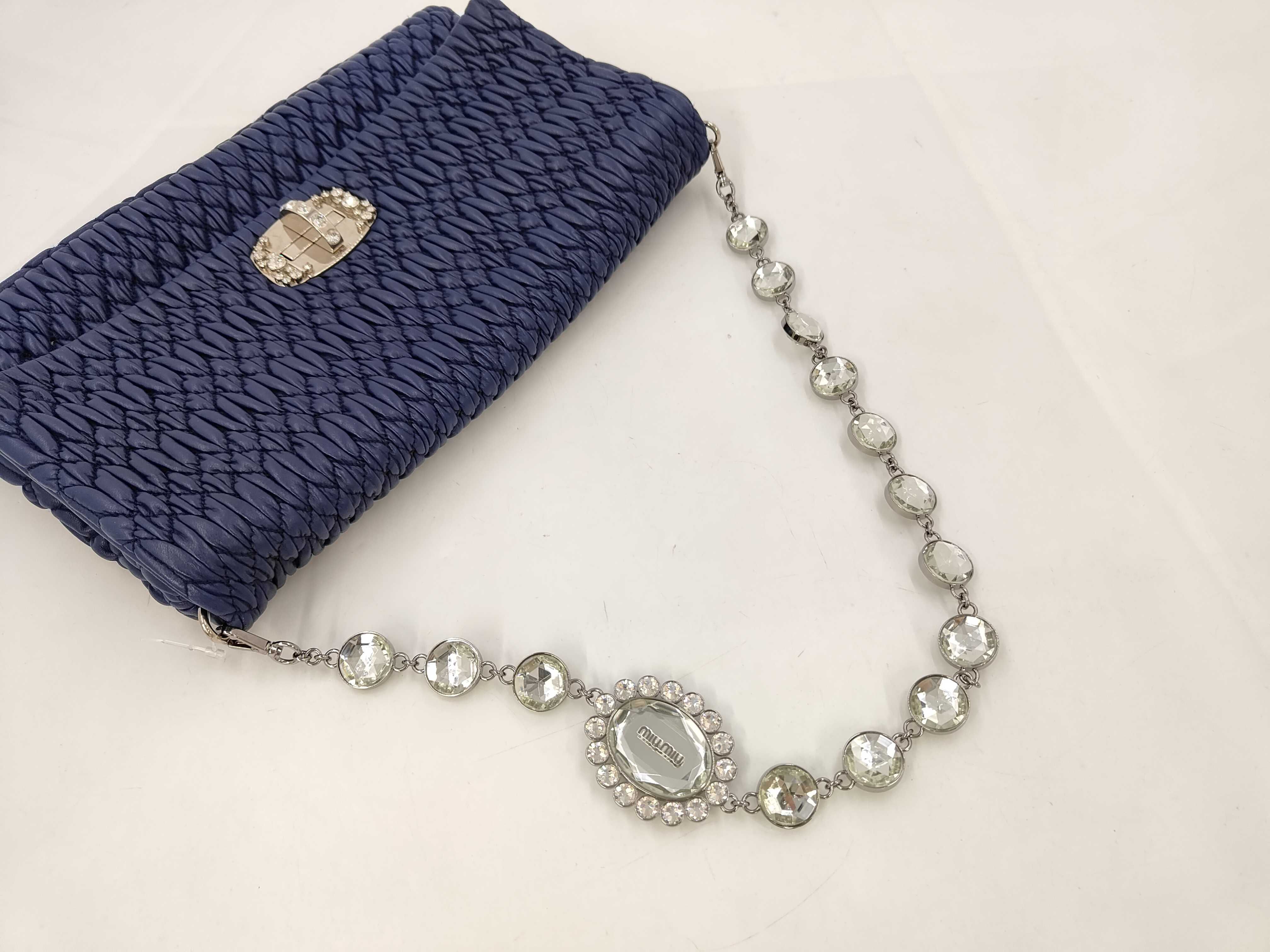 2-way bag, leather, blue, with embellishments, clutch bag. — view 6