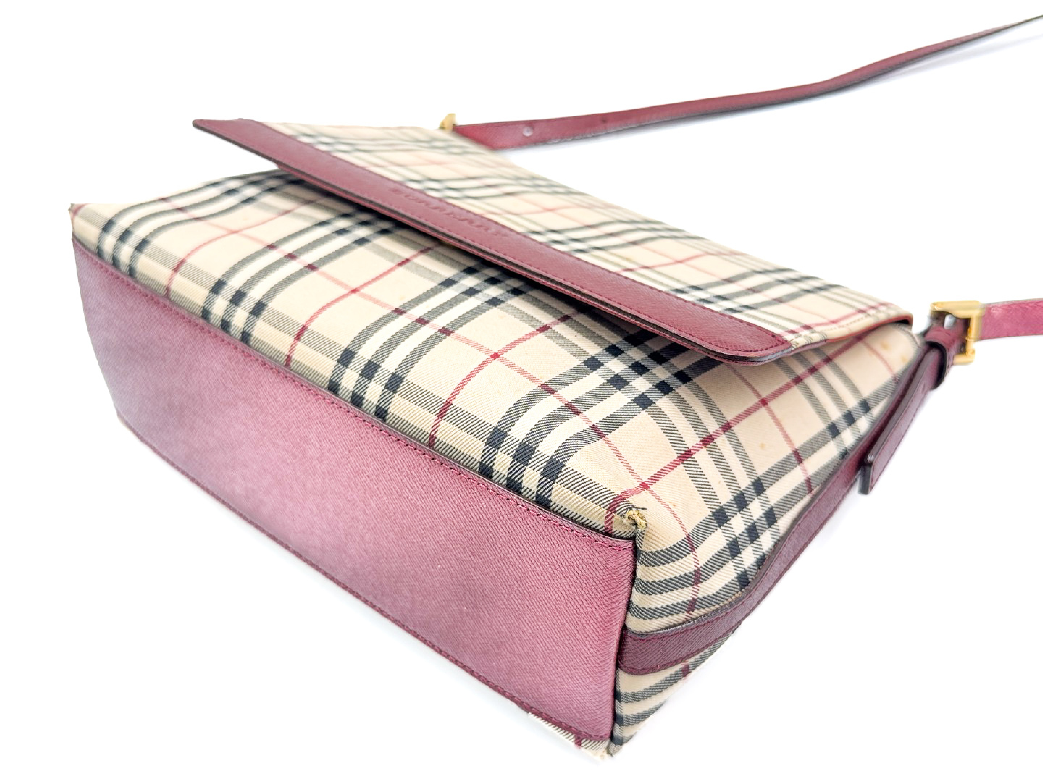 Nova Check Gold Hardware Leather Shoulder Bag — view 8