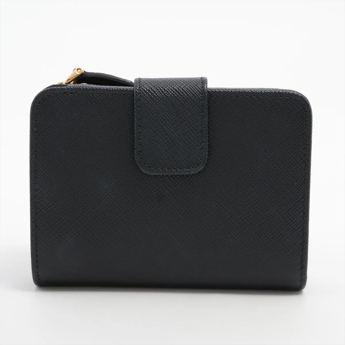 Saffiano Logo 1ML018 Leather Compact Wallet, Black — view 2