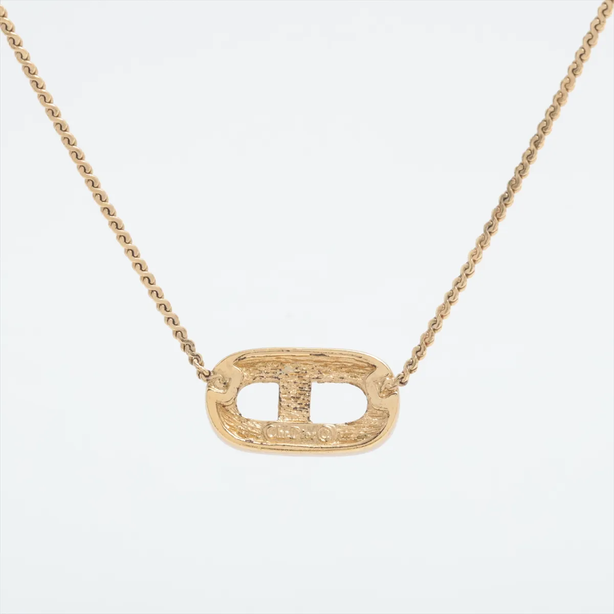CD logo necklace, gold plated with rhinestones. Features include — view 2