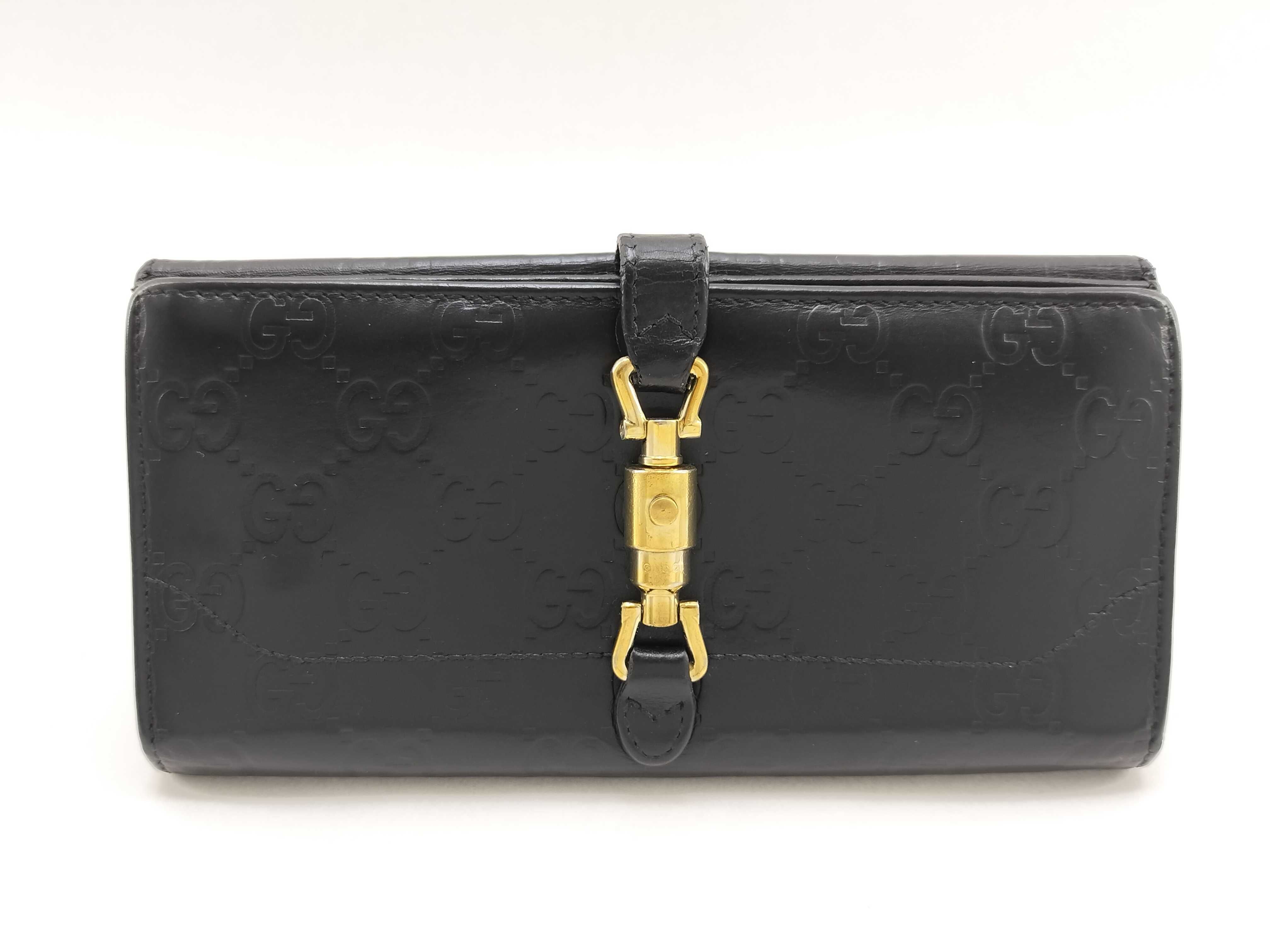 Guccissima Leather New Jackie Long Wallet Black Serial Number Wallet