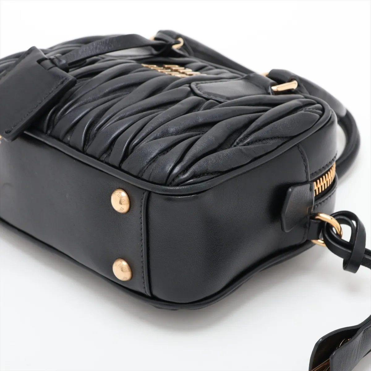 Matelassé Arcadi Leather 2-Way Handbag, Black — view 3