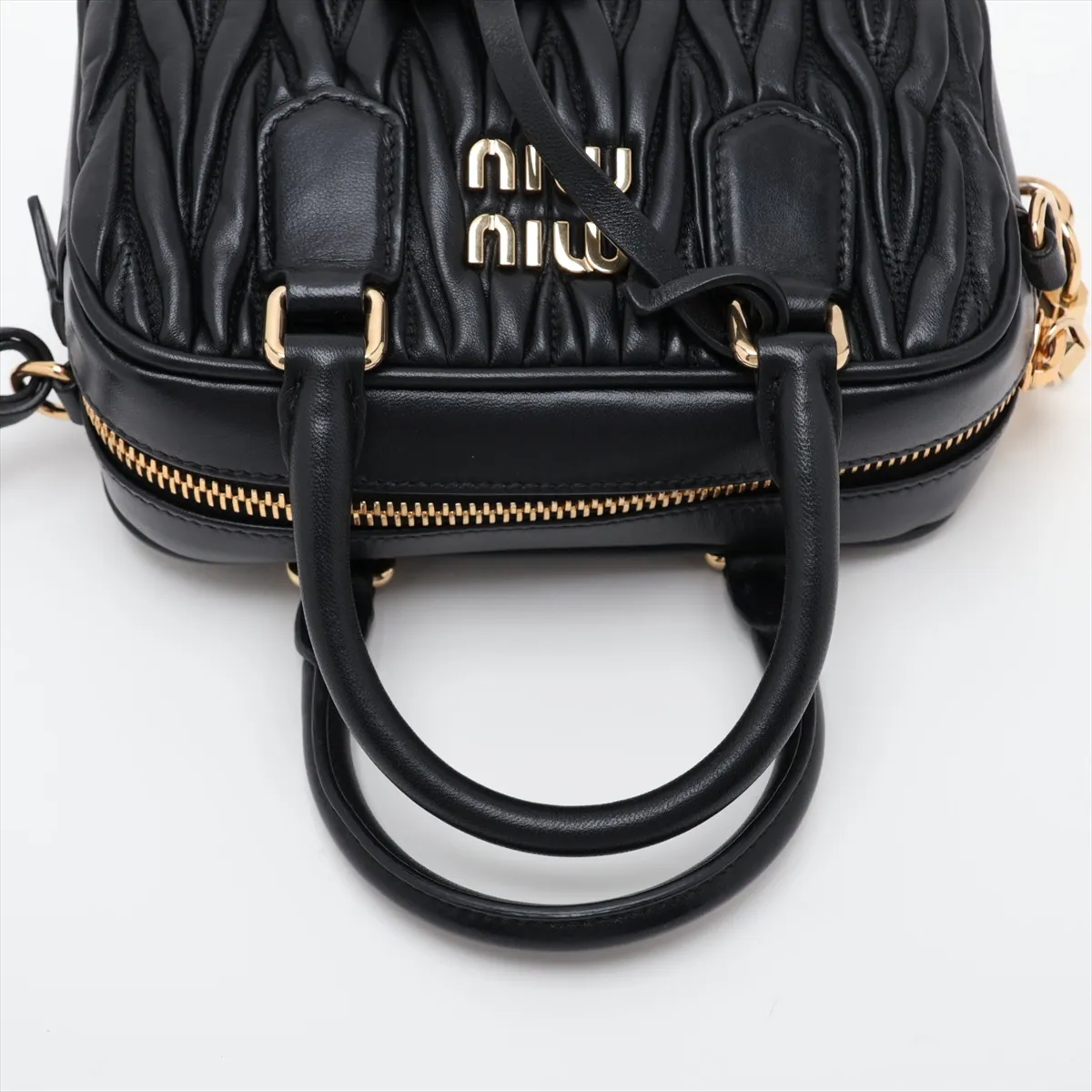 Matelassé Arcadi Leather 2-Way Handbag, Black — view 5