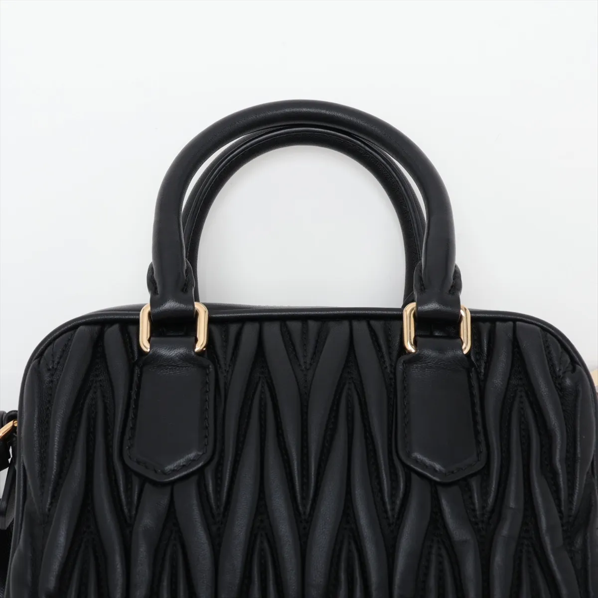 Matelassé Arcadi Leather 2-Way Handbag, Black — view 6