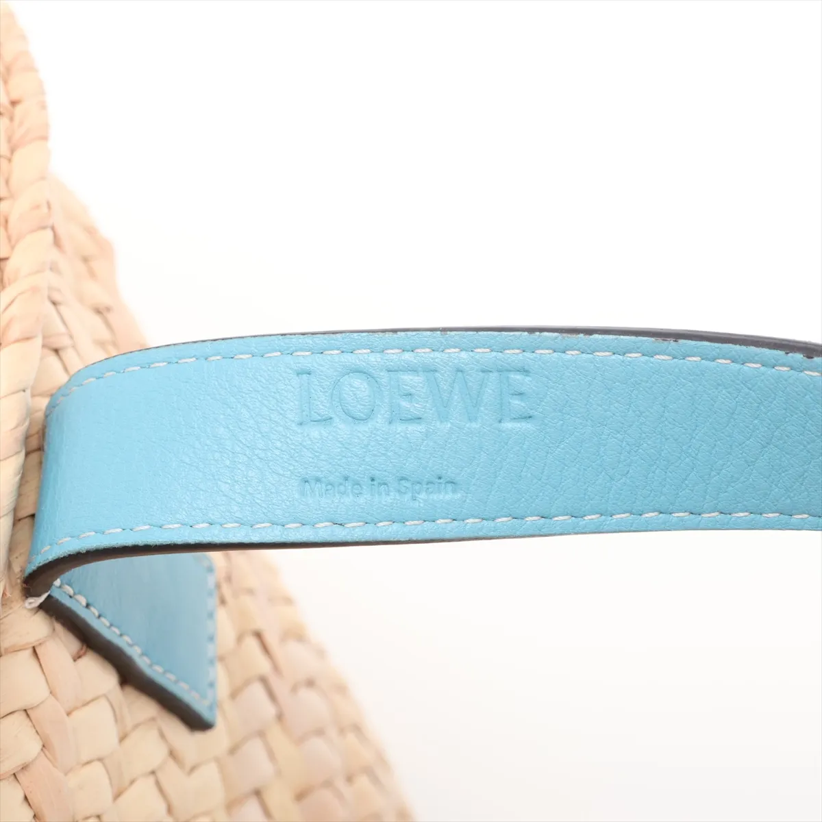Basket Small Raffia x Leather Basket Bag Beige x Blue — view 8
