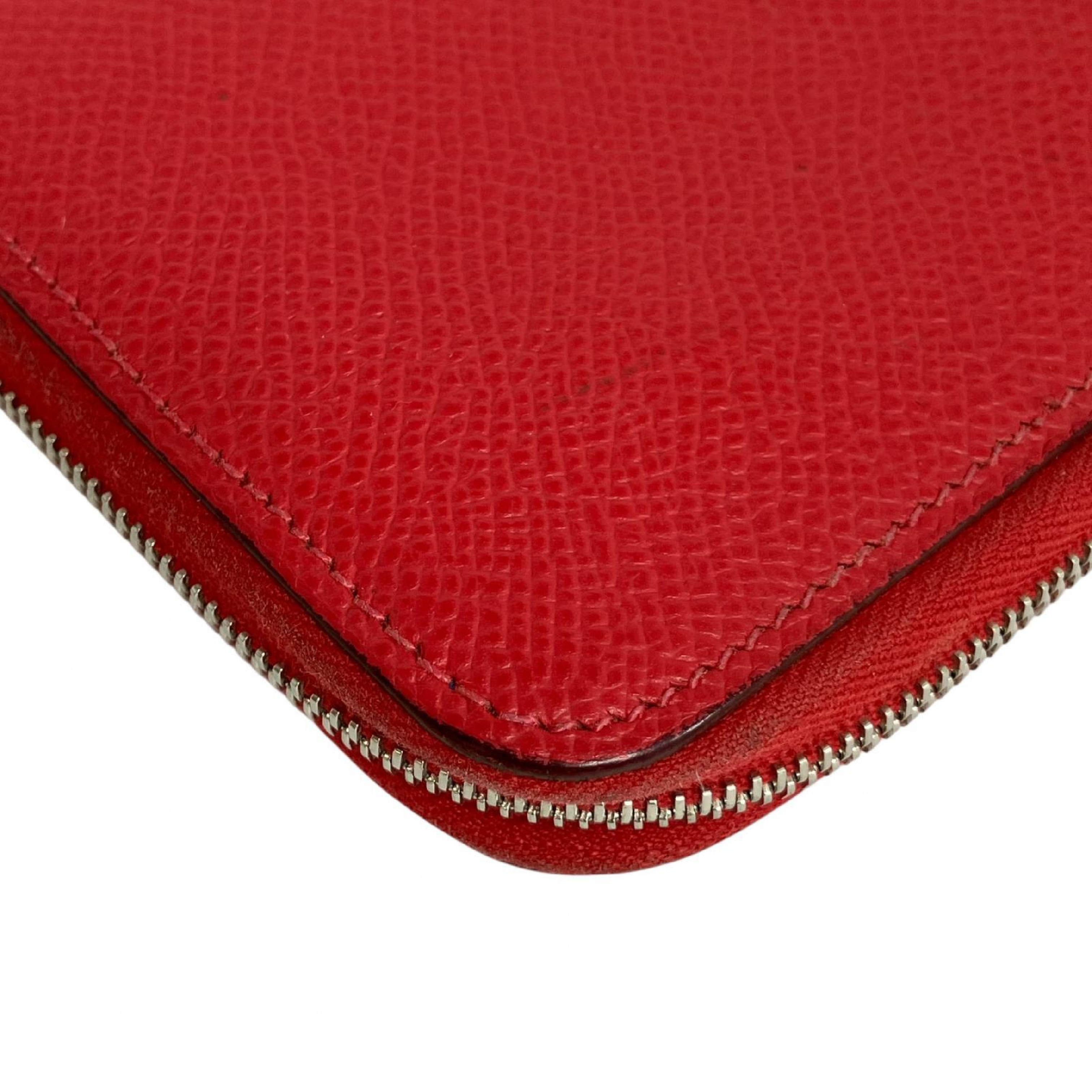 【*Shipped from: Hong Kong*】HERMES ( ) Rouge Epsom Azap Silk In Long Wallet Billfold — view 8