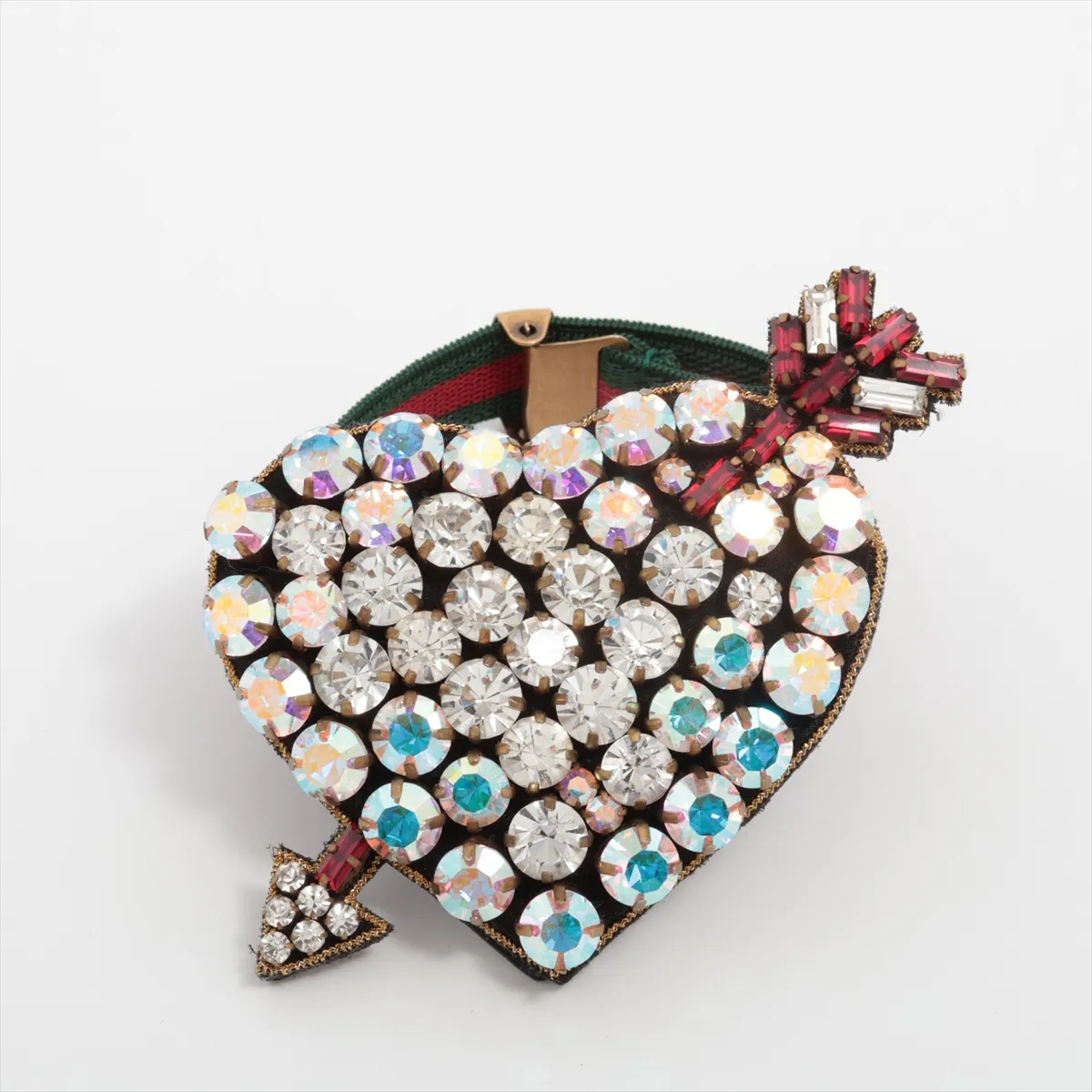 Sherry Line Bracelet, GP x Rhinestones x Leather. Shows signs of wear,