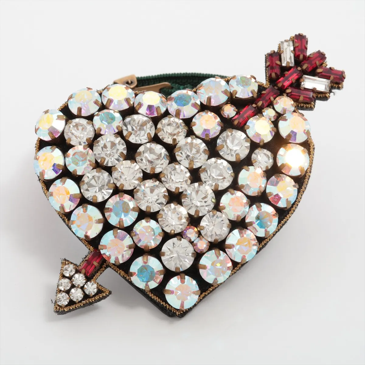 Sherry Line Bracelet, GP x Rhinestones x Leather. Shows signs of wear, — view 2