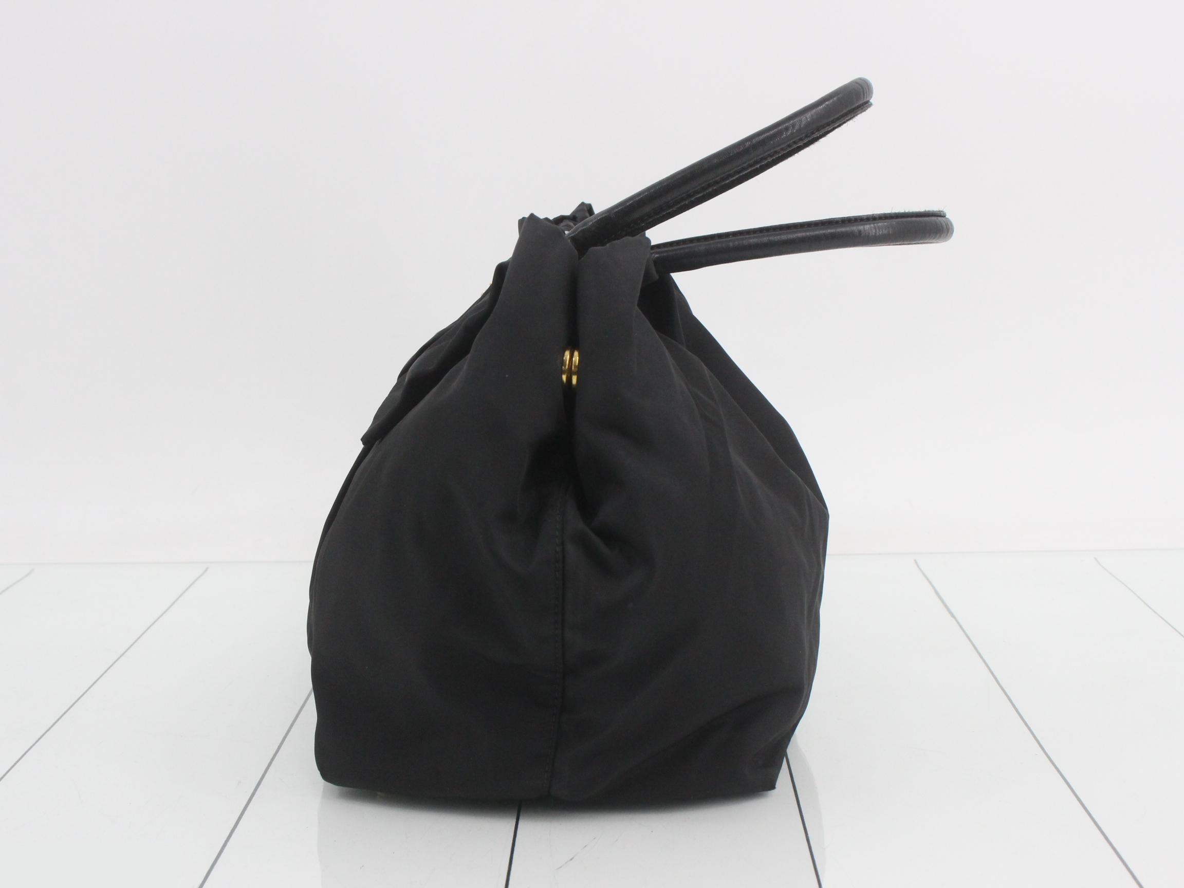 Handbag, black, Tessuto leather, ribbon — view 3