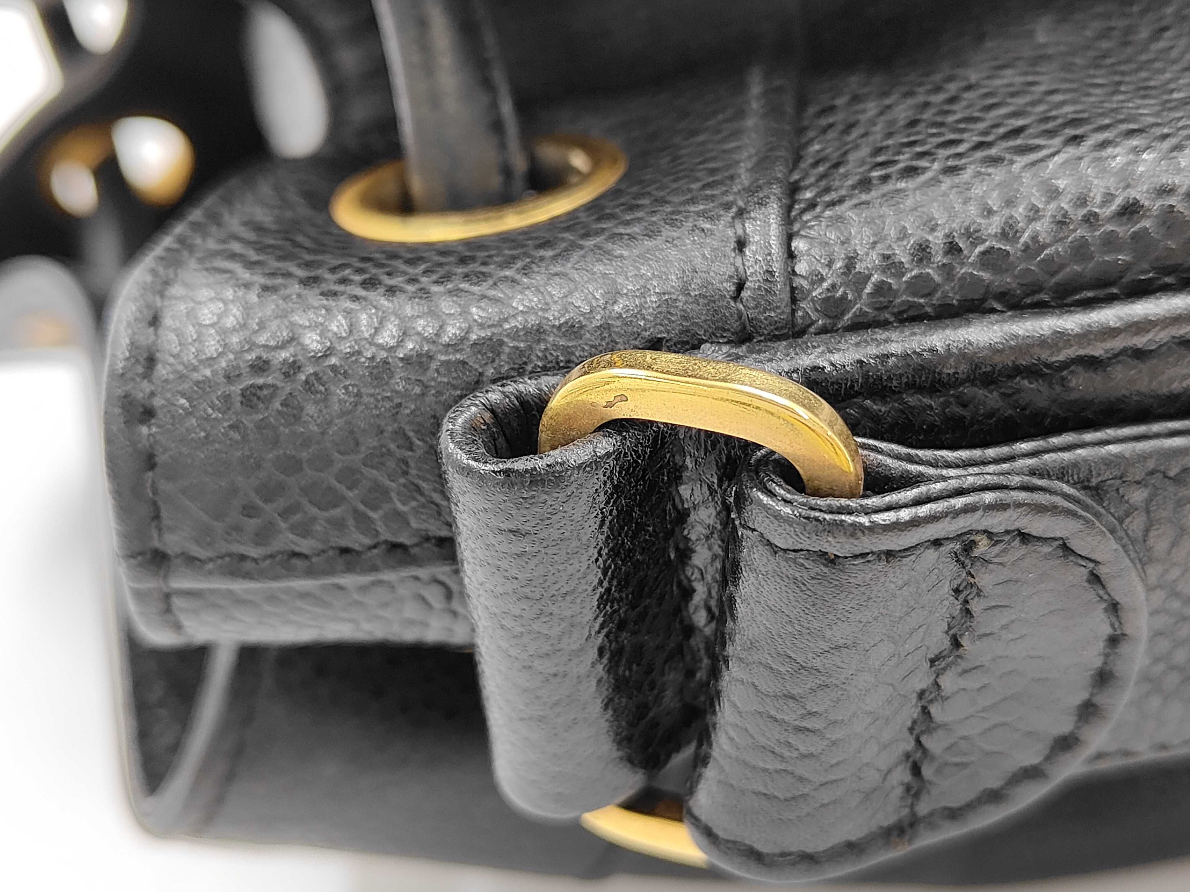Caviar Triple Coco Mark Drawstring Chain Shoulder Bag, Black with Gold Hardware — view 9