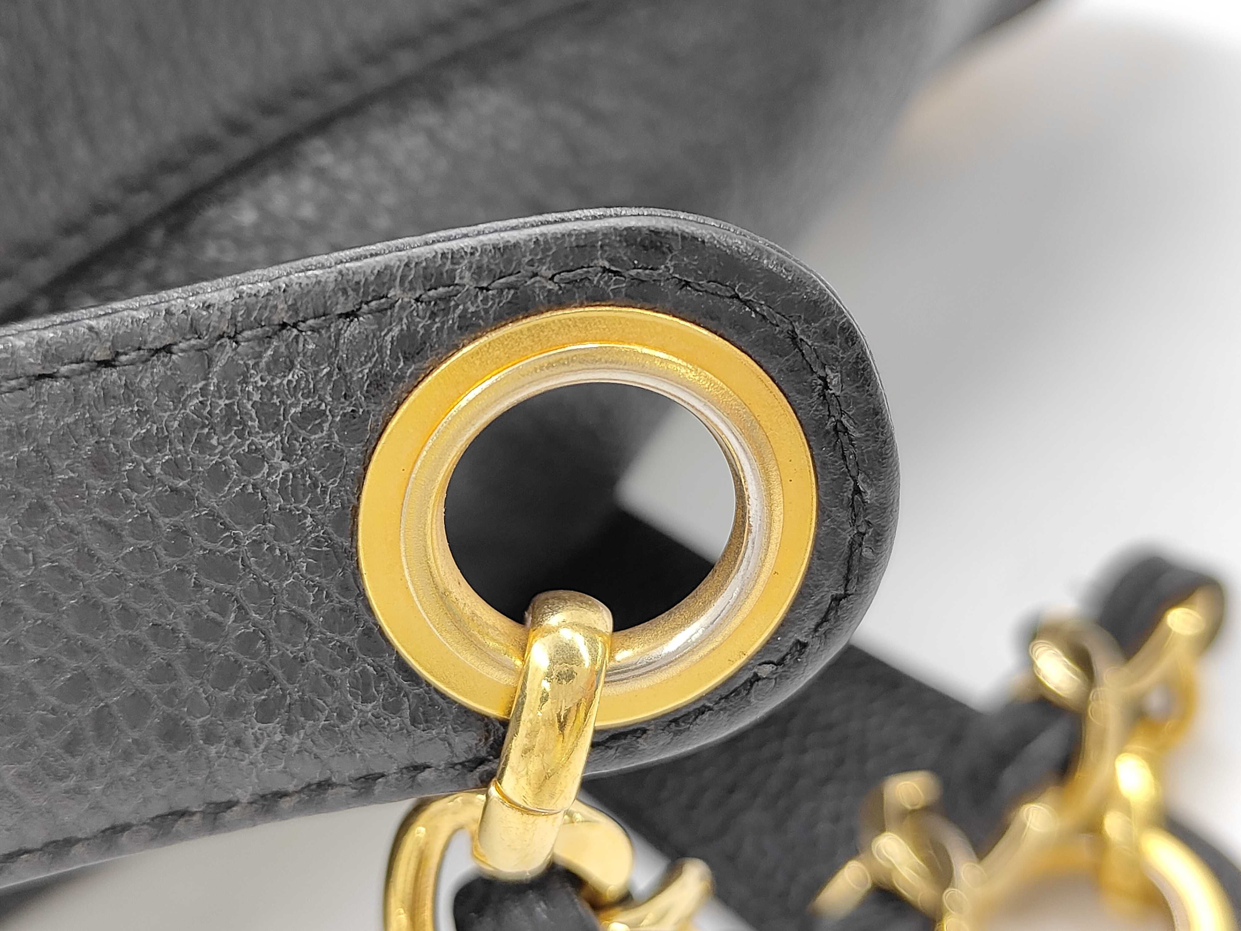 Caviar Triple Coco Mark Drawstring Chain Shoulder Bag, Black with Gold Hardware — view 10