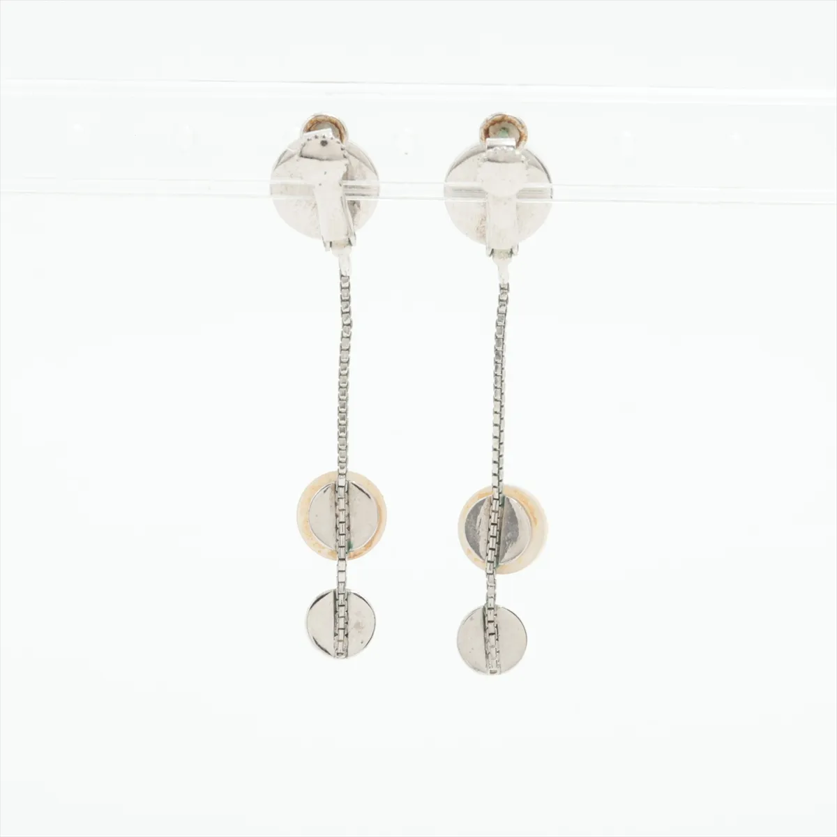 logo earrings (for both ears), metal, silver, — view 2
