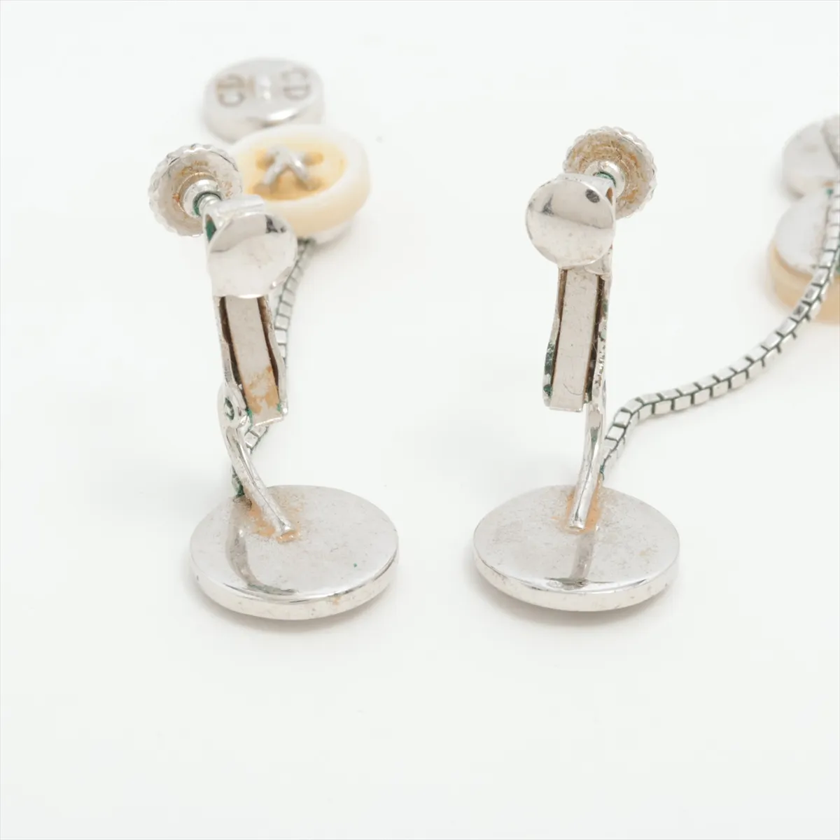 logo earrings (for both ears), metal, silver, — view 4