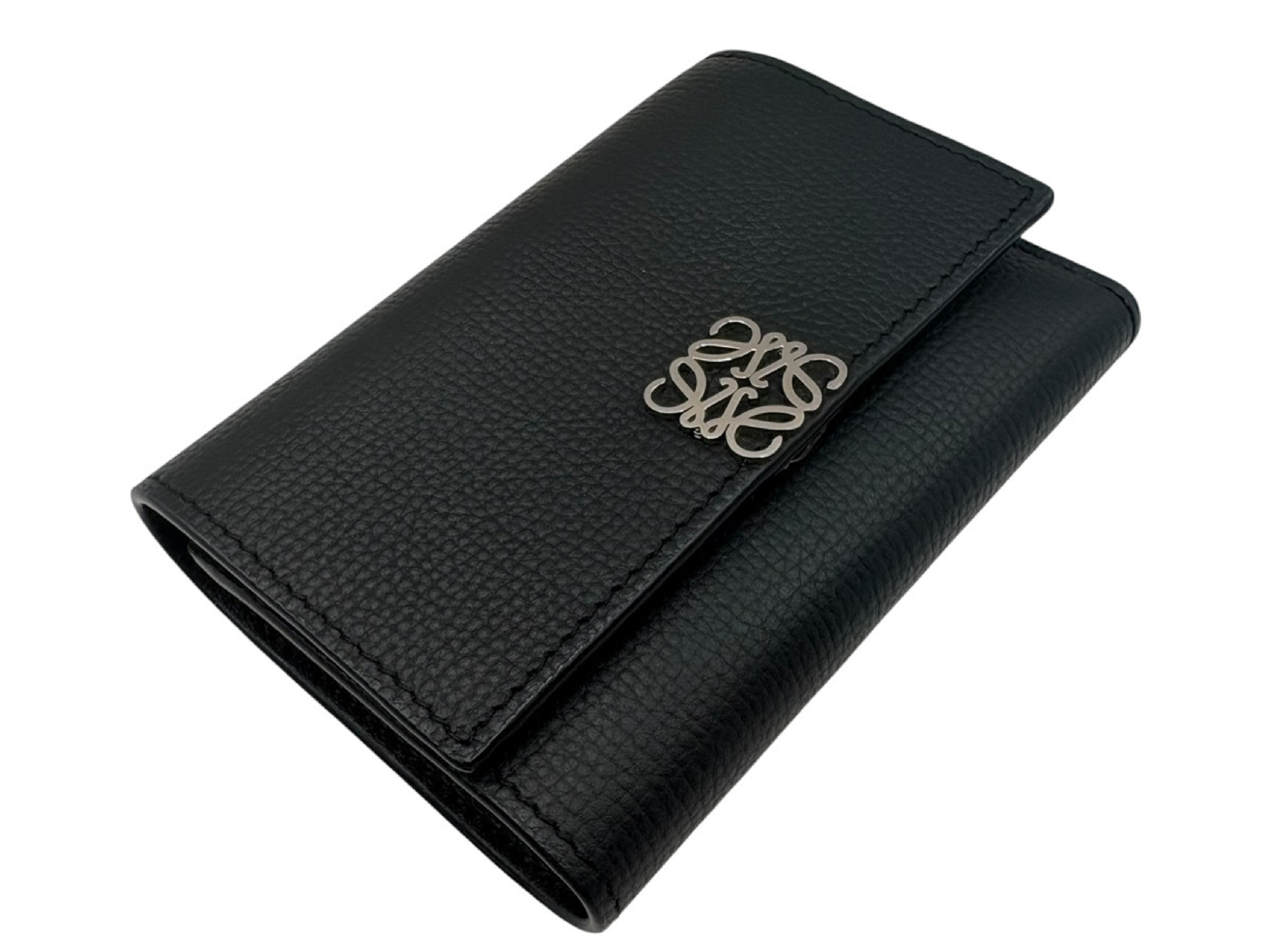 Small Vertical Wallet Leather Compact Wallet Black — view 3