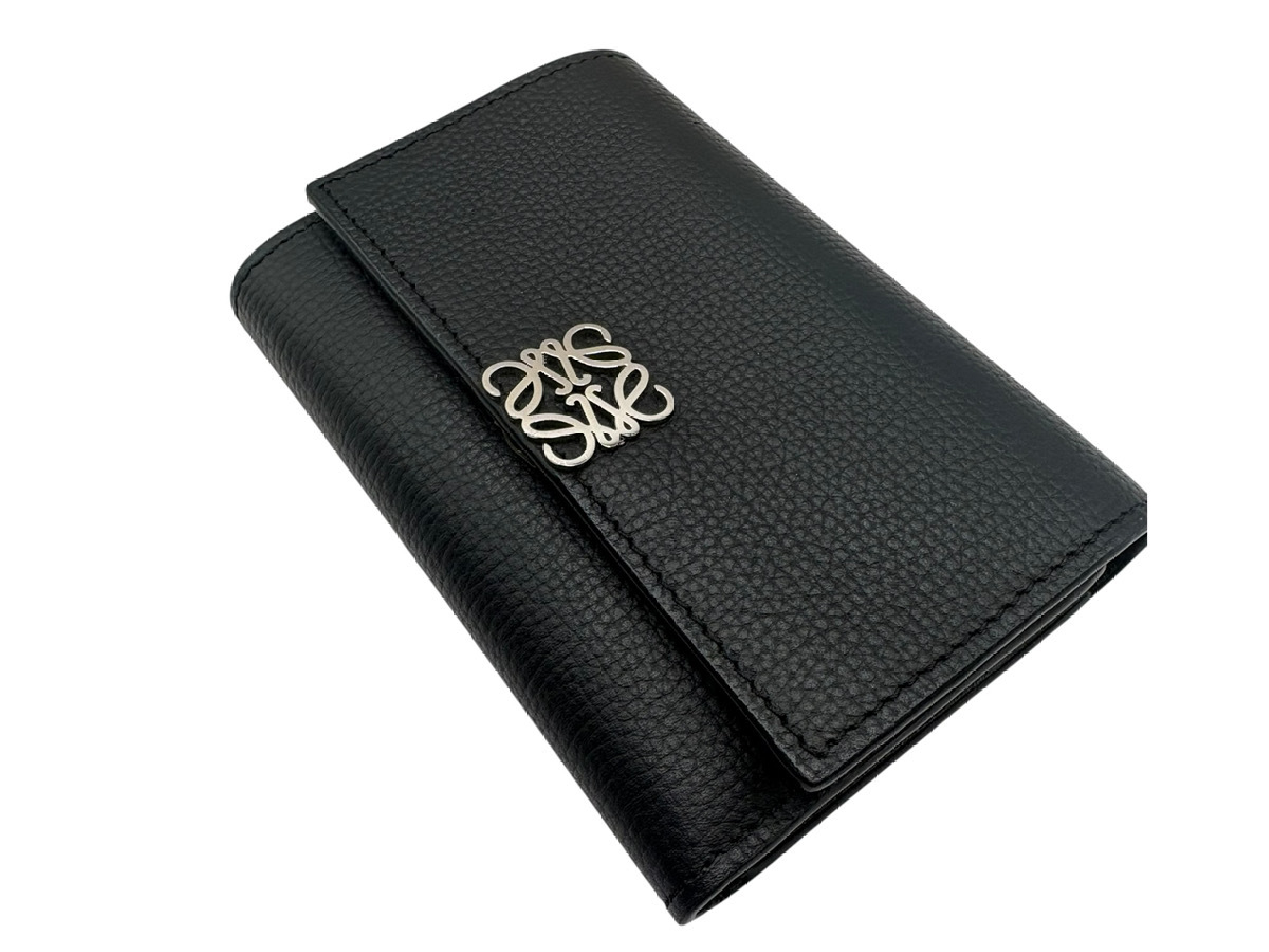 Small Vertical Wallet Leather Compact Wallet Black — view 4