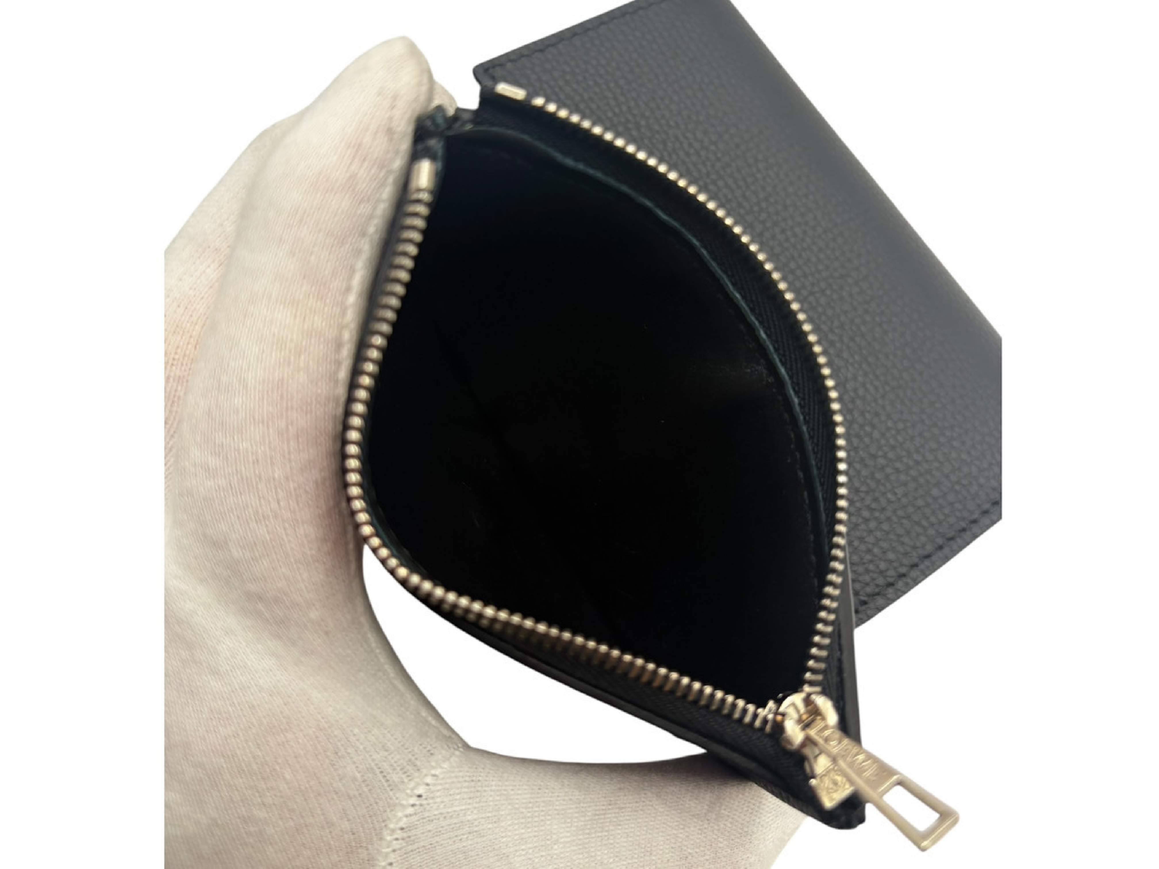 Small Vertical Wallet Leather Compact Wallet Black — view 6